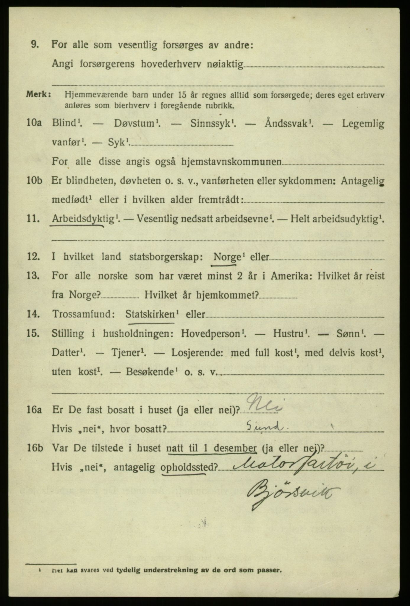 SAB, 1920 census for Hosanger, 1920, p. 5834
