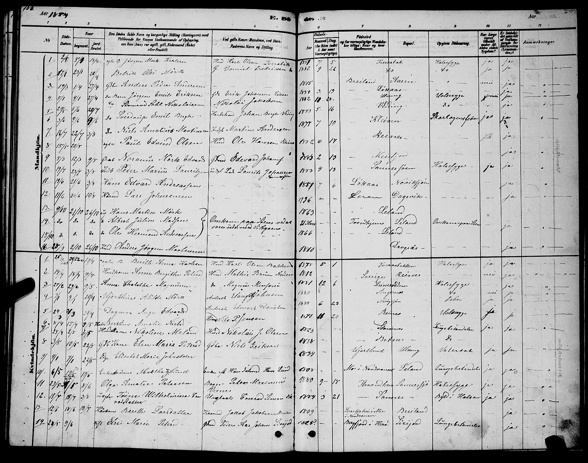 Ministerialprotokoller, klokkerbøker og fødselsregistre - Nordland, AV/SAT-A-1459/831/L0477: Parish register (copy) no. 831C04, 1878-1897, p. 180