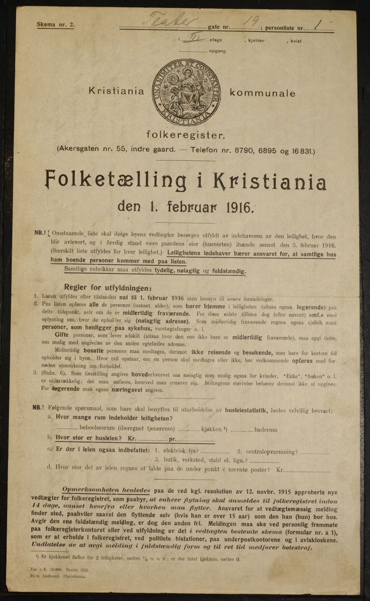 OBA, Municipal Census 1916 for Kristiania, 1916, p. 110328