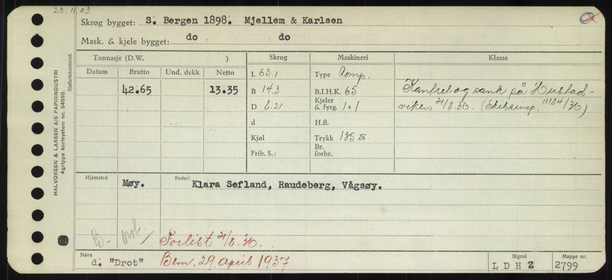 Sjøfartsdirektoratet med forløpere, Skipsmålingen, AV/RA-S-1627/H/Hd/L0008: Fartøy, C-D, p. 657