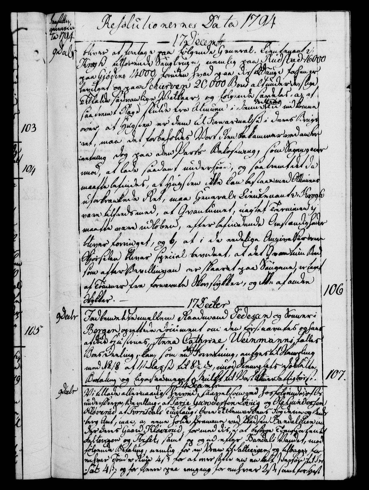 Rentekammeret, Kammerkanselliet, RA/EA-3111/G/Gf/Gfb/L0014: Register til norske relasjons- og resolusjonsprotokoller (merket RK 52.109), 1794-1796