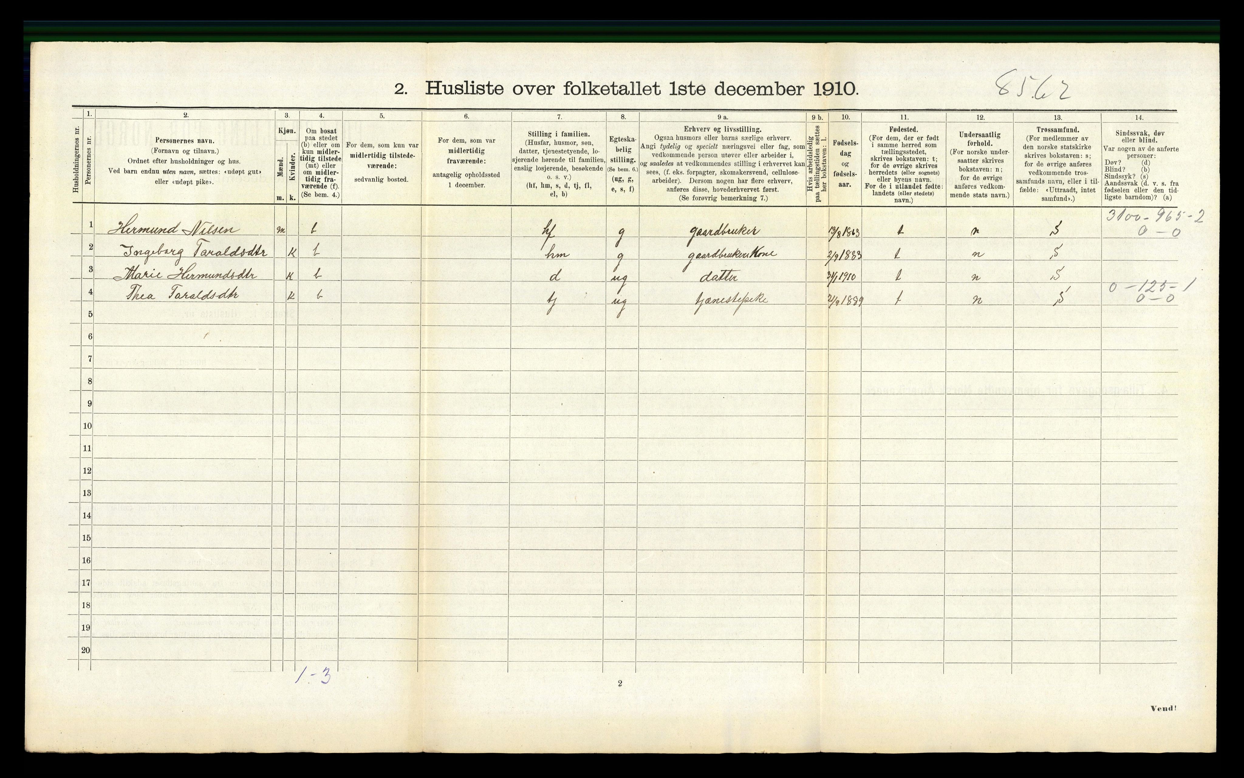 RA, 1910 census for Hyllestad, 1910, p. 684