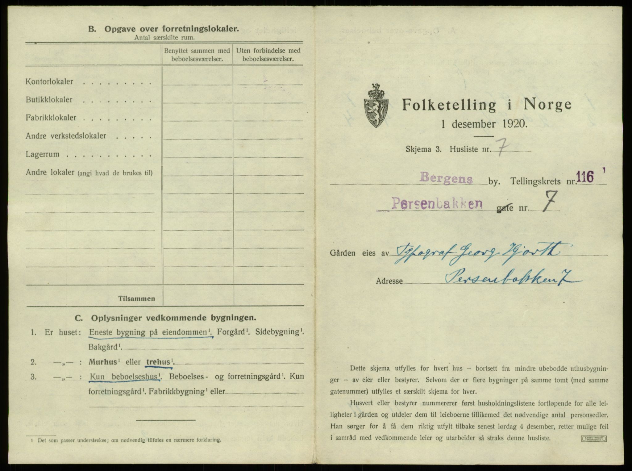 SAB, 1920 census for Bergen, 1920, p. 10417