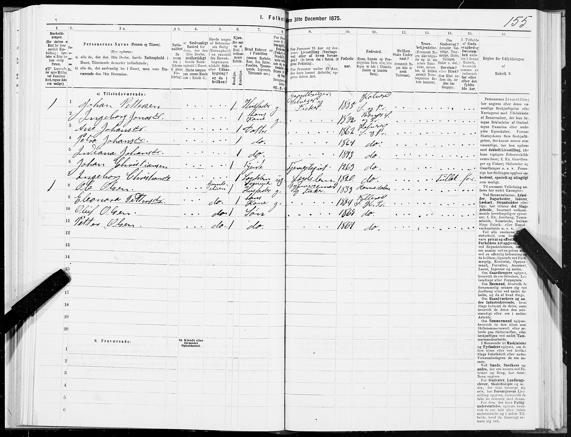 SAT, 1875 census for 1752P Kolvereid, 1875, p. 2155