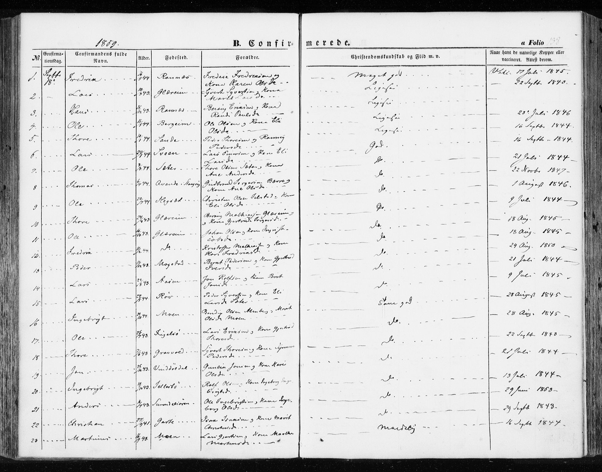 Ministerialprotokoller, klokkerbøker og fødselsregistre - Møre og Romsdal, AV/SAT-A-1454/595/L1044: Parish register (official) no. 595A06, 1852-1863, p. 138