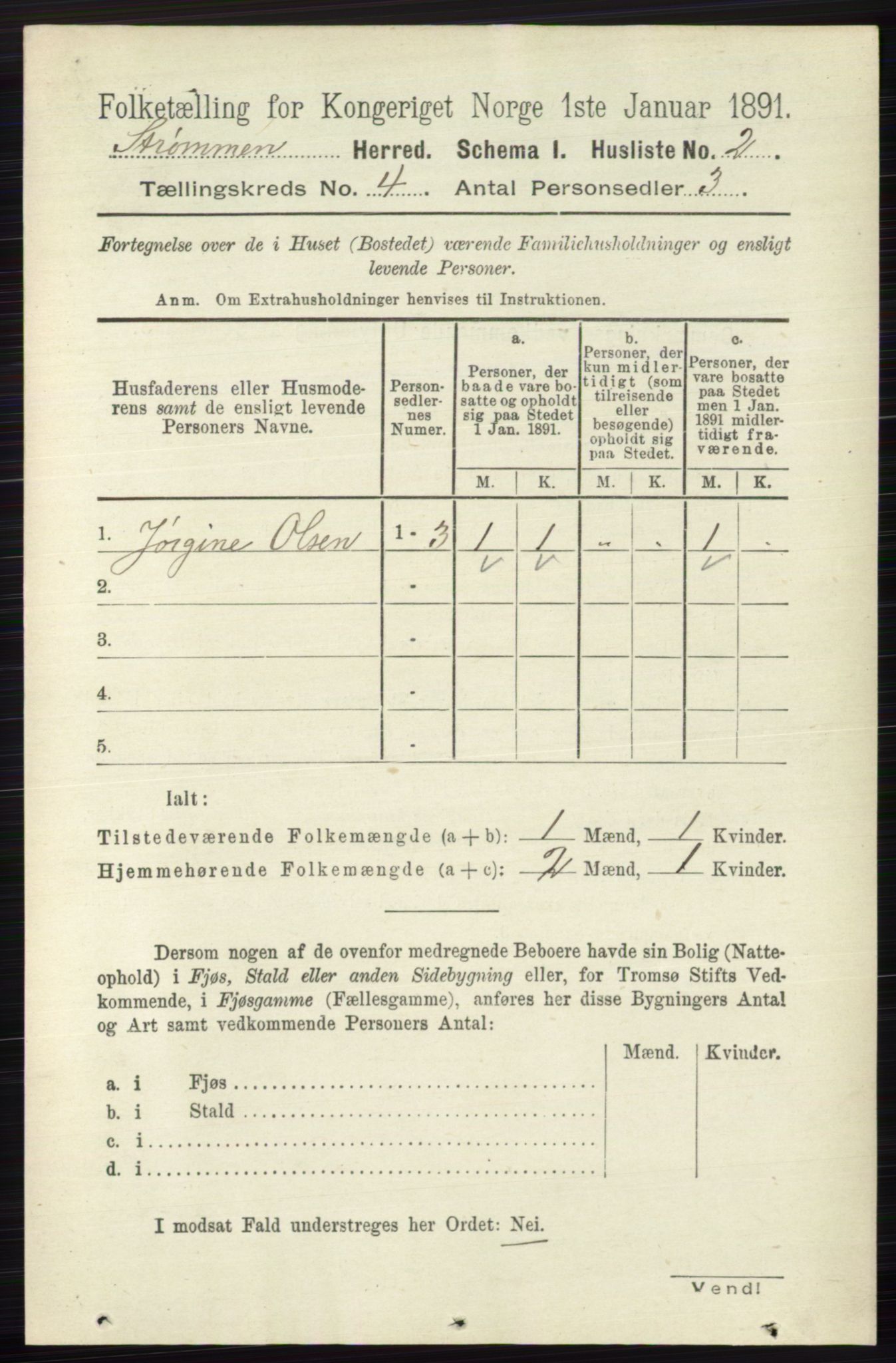 RA, 1891 census for 0711 Strømm, 1891, p. 1512