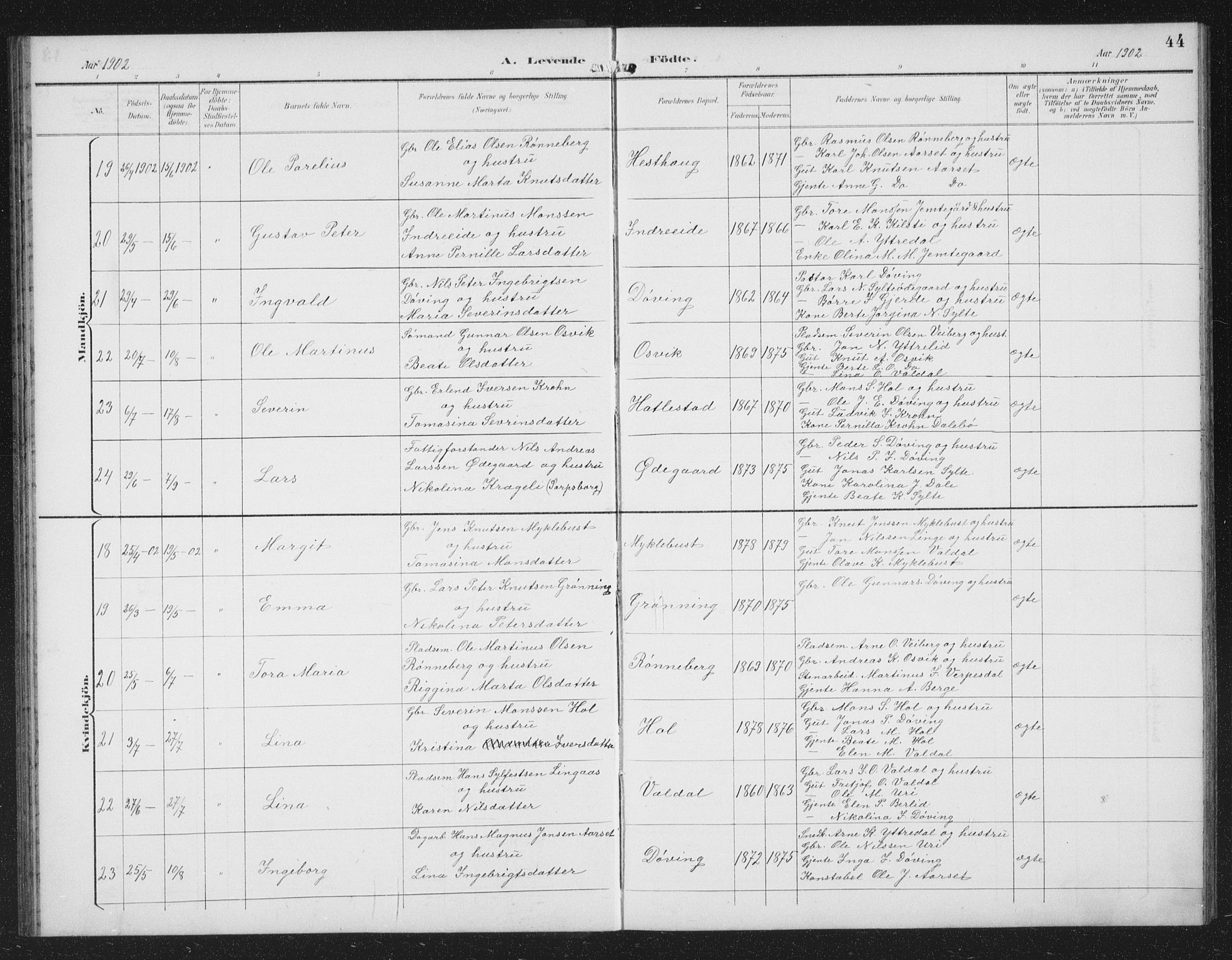 Ministerialprotokoller, klokkerbøker og fødselsregistre - Møre og Romsdal, AV/SAT-A-1454/519/L0264: Parish register (copy) no. 519C05, 1892-1910, p. 44