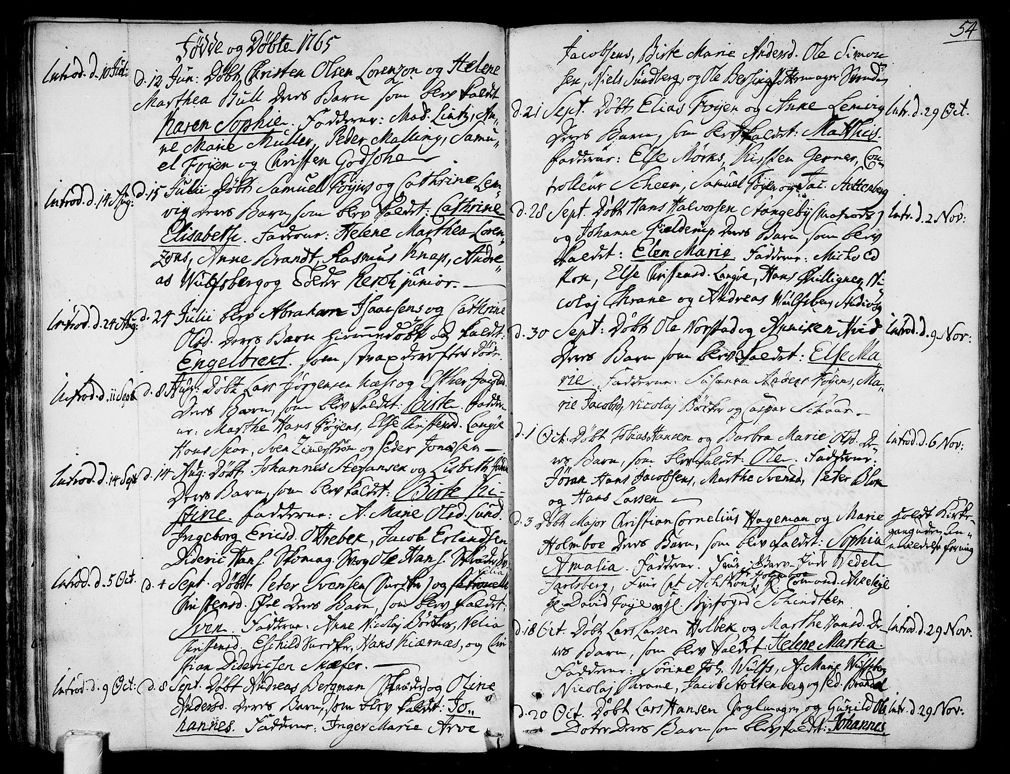 Tønsberg kirkebøker, SAKO/A-330/F/Fa/L0002: Parish register (official) no. I 2, 1760-1796, p. 54
