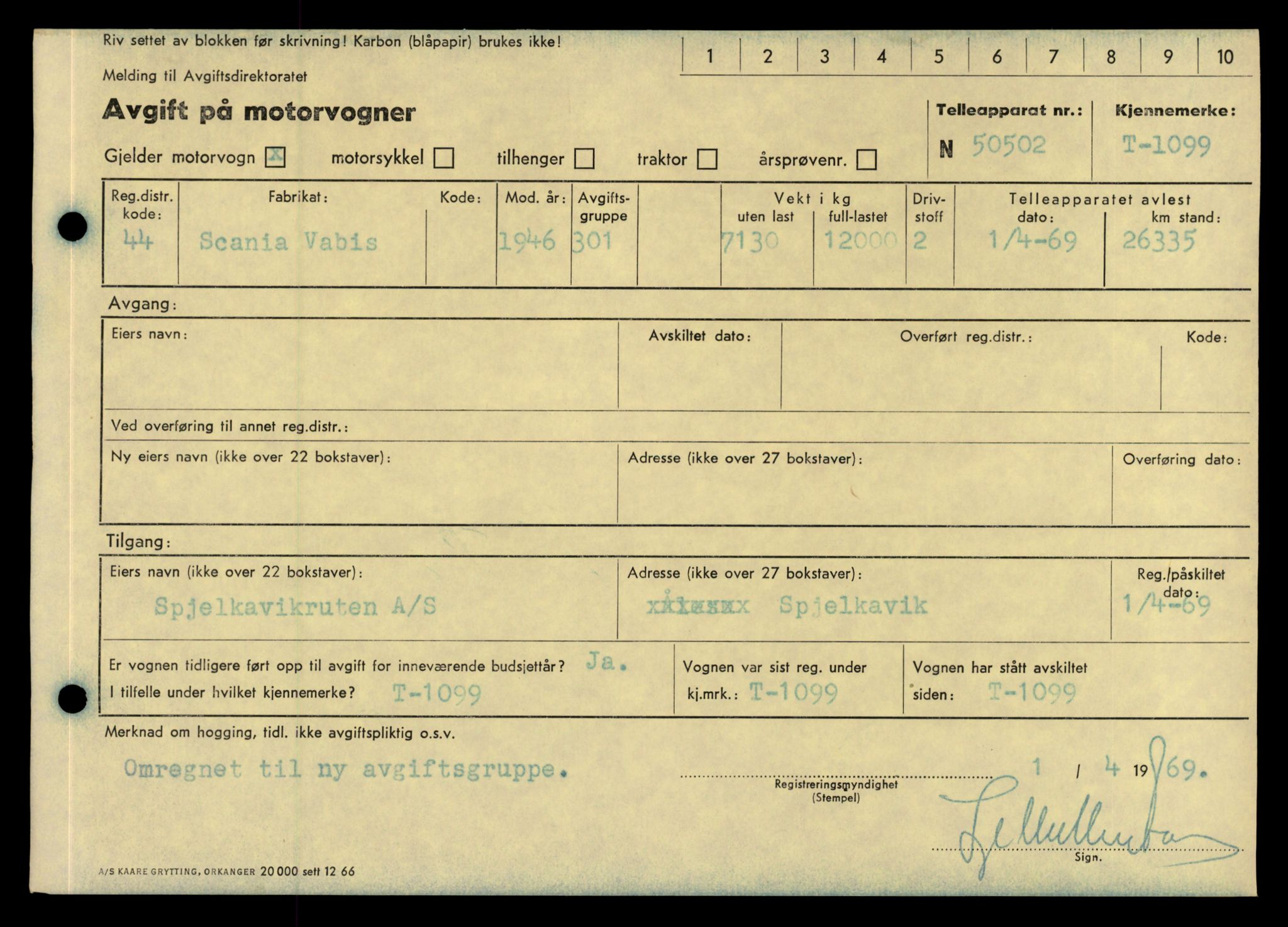 Møre og Romsdal vegkontor - Ålesund trafikkstasjon, AV/SAT-A-4099/F/Fe/L0010: Registreringskort for kjøretøy T 1050 - T 1169, 1927-1998, p. 1500