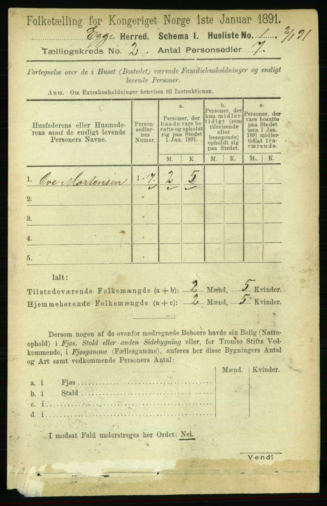 RA, 1891 census for 1733 Egge, 1891, p. 374