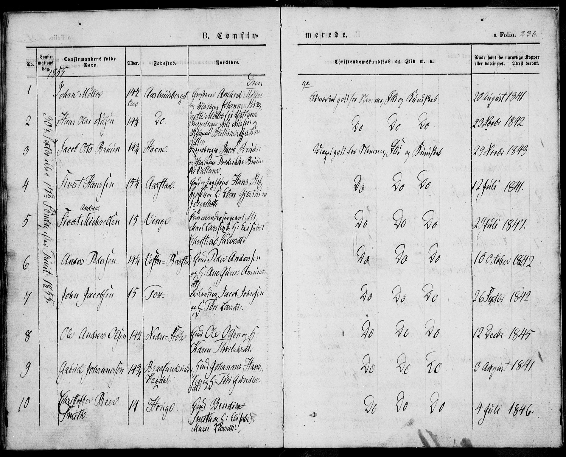 Sokndal sokneprestkontor, SAST/A-101808: Parish register (official) no. A 8.1, 1842-1857, p. 236