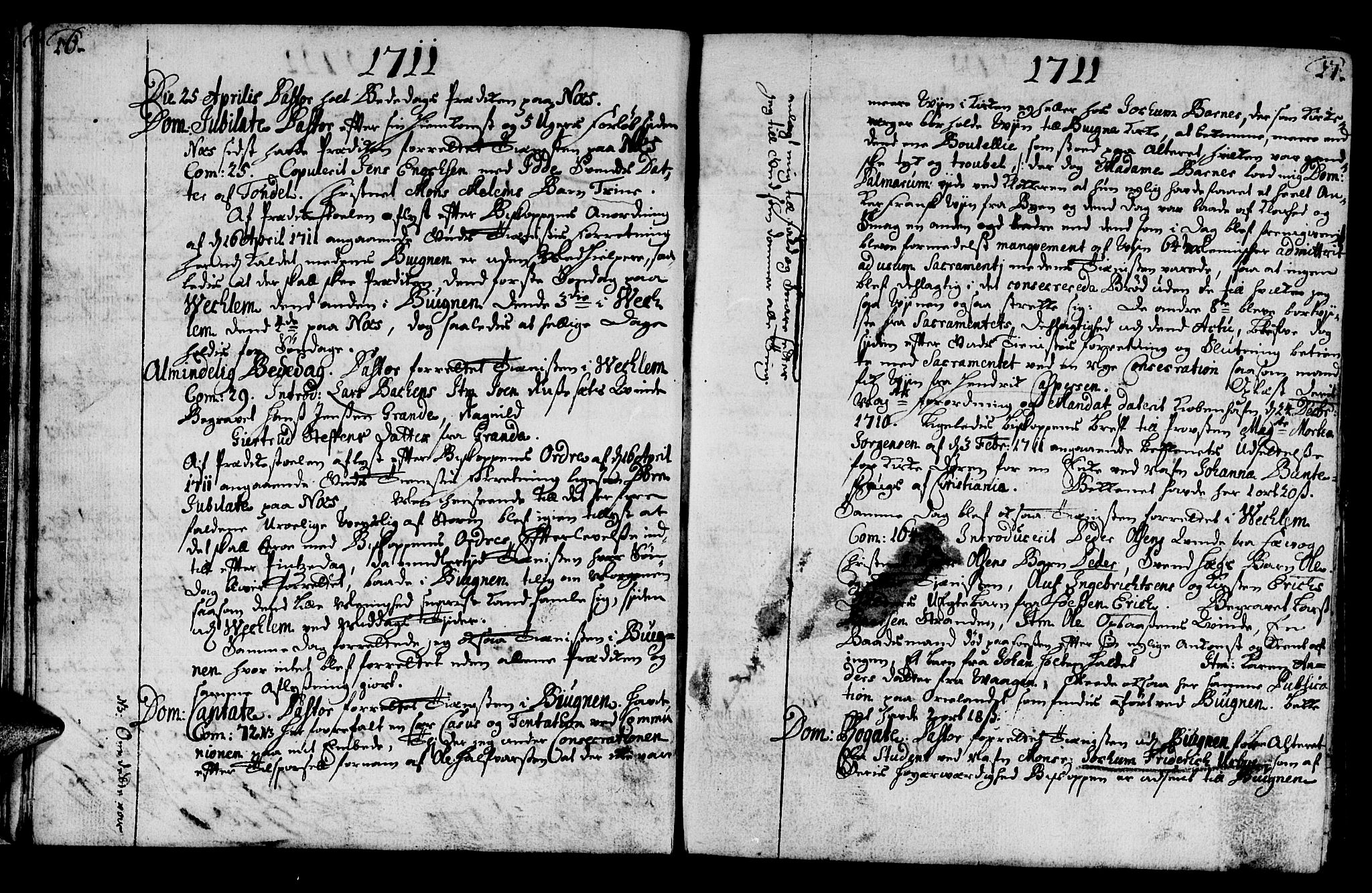 Ministerialprotokoller, klokkerbøker og fødselsregistre - Sør-Trøndelag, SAT/A-1456/659/L0731: Parish register (official) no. 659A01, 1709-1731, p. 16-17
