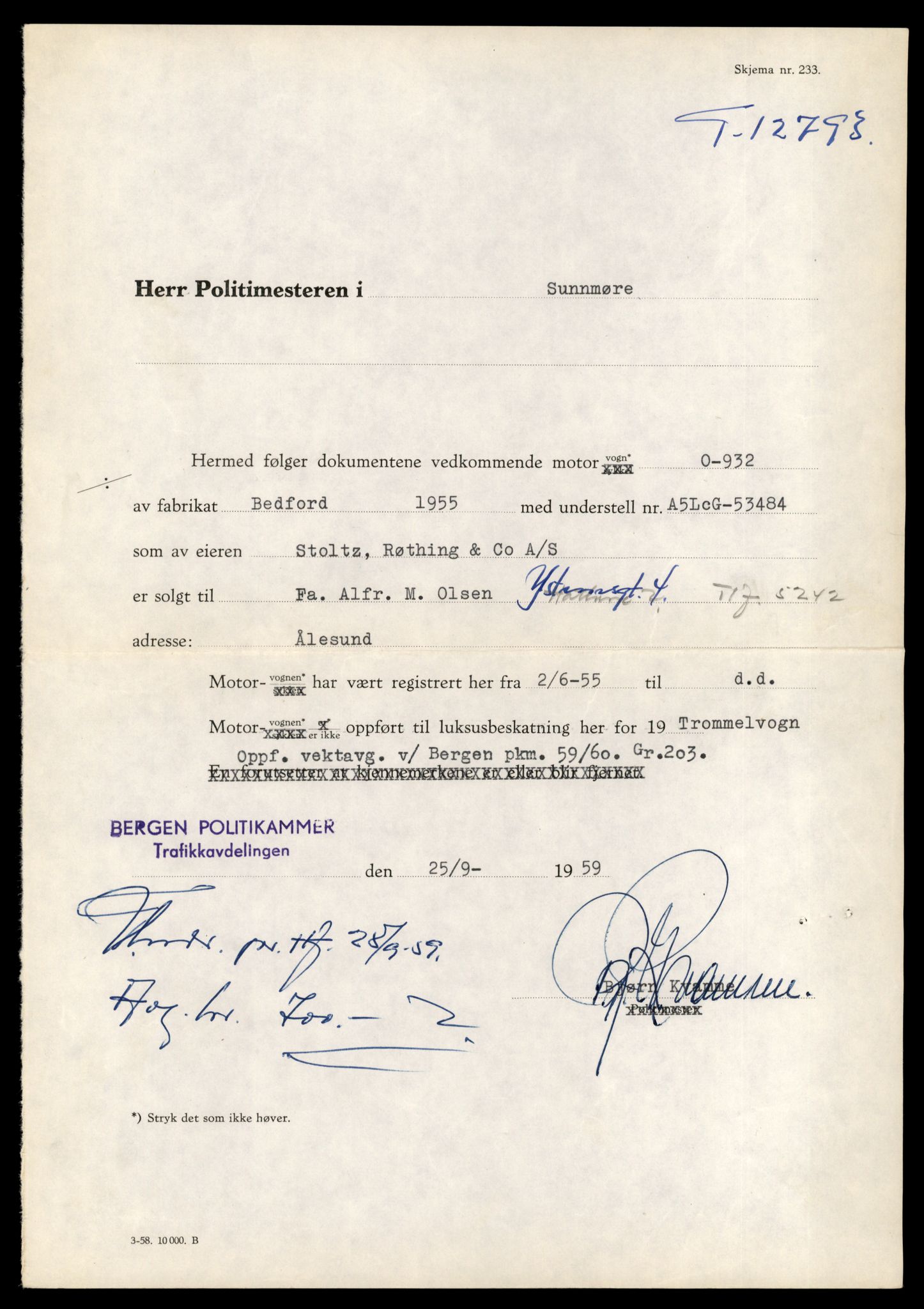 Møre og Romsdal vegkontor - Ålesund trafikkstasjon, AV/SAT-A-4099/F/Fe/L0035: Registreringskort for kjøretøy T 12653 - T 12829, 1927-1998, p. 2344