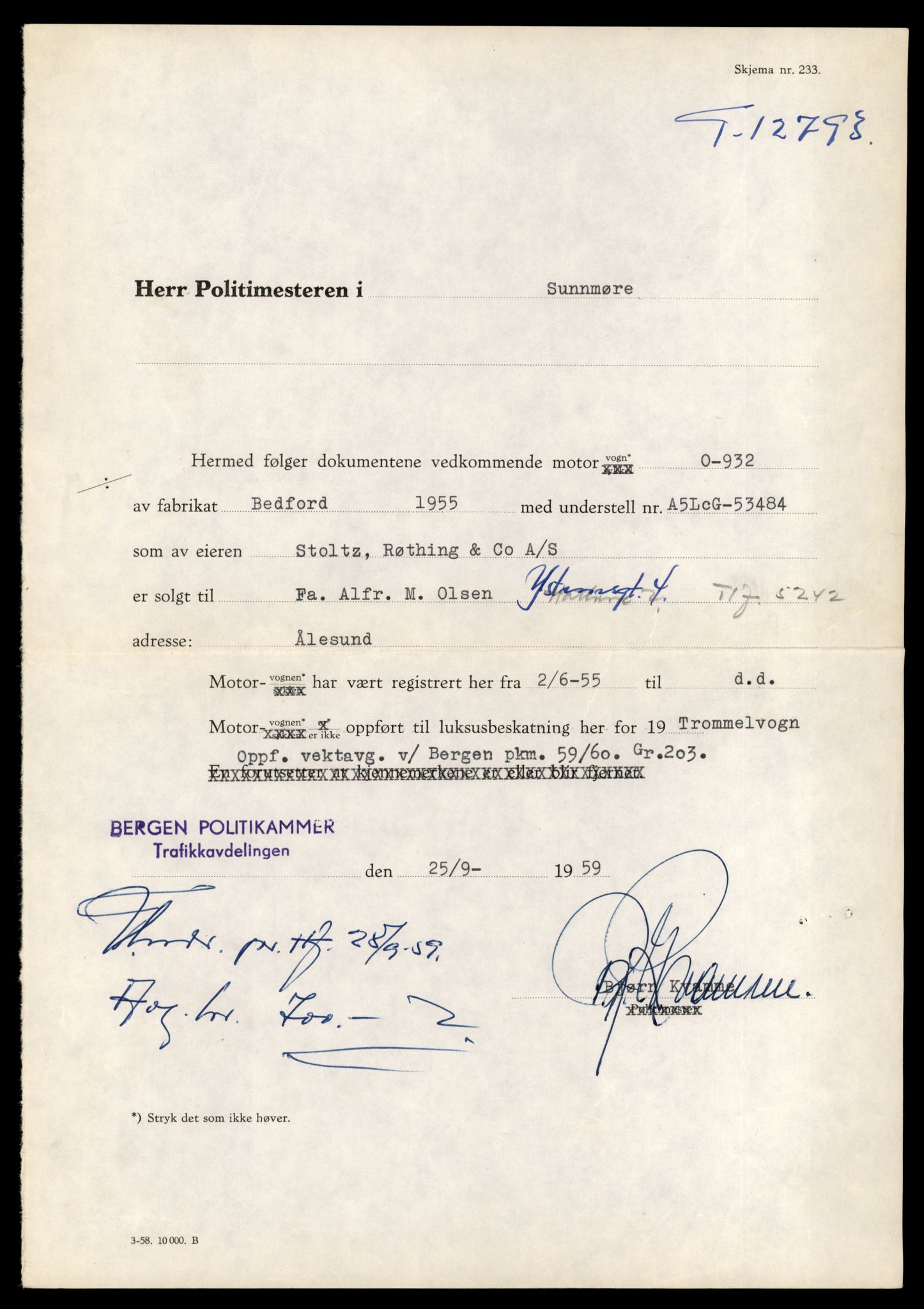 Møre og Romsdal vegkontor - Ålesund trafikkstasjon, SAT/A-4099/F/Fe/L0035: Registreringskort for kjøretøy T 12653 - T 12829, 1927-1998, p. 2344