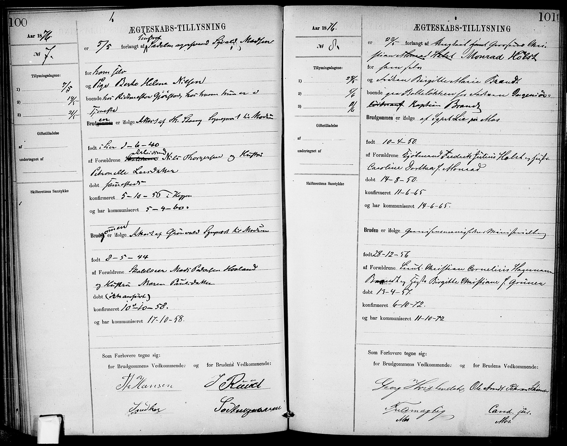 Garnisonsmenigheten Kirkebøker, AV/SAO-A-10846/H/Ha/L0007: Banns register no. I 7, 1872-1893, p. 100-101