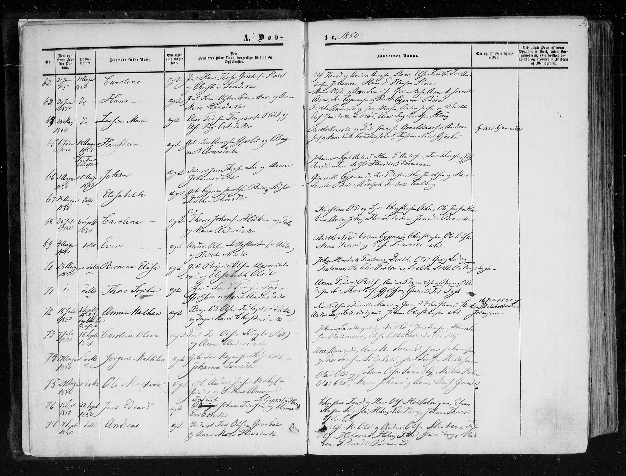 Aremark prestekontor Kirkebøker, AV/SAO-A-10899/F/Fc/L0003: Parish register (official) no. III 3, 1850-1865, p. 6