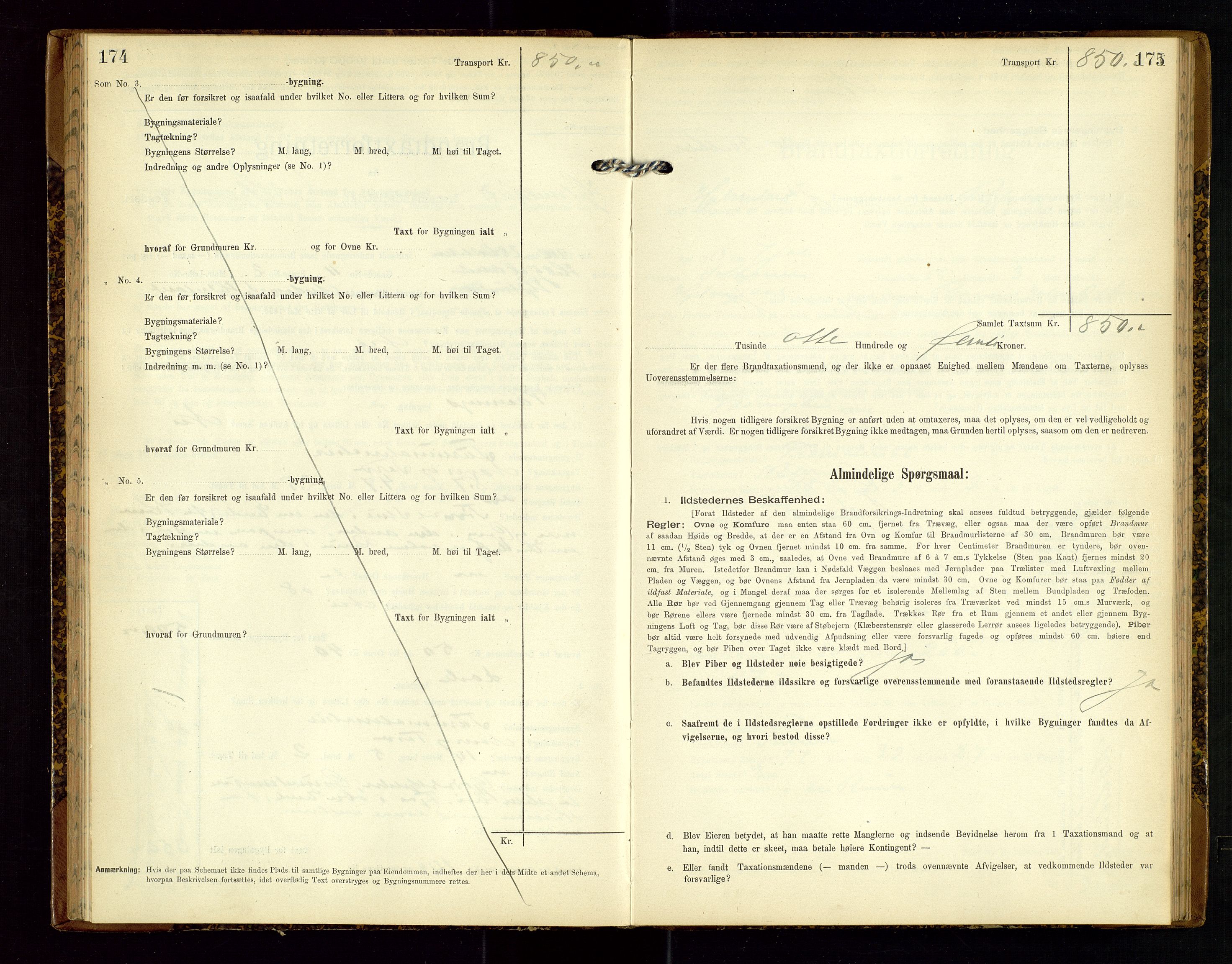 Hjelmeland lensmannskontor, AV/SAST-A-100439/Gob/L0002: "Brandtaxationsprotokol", 1904-1920, p. 174-175