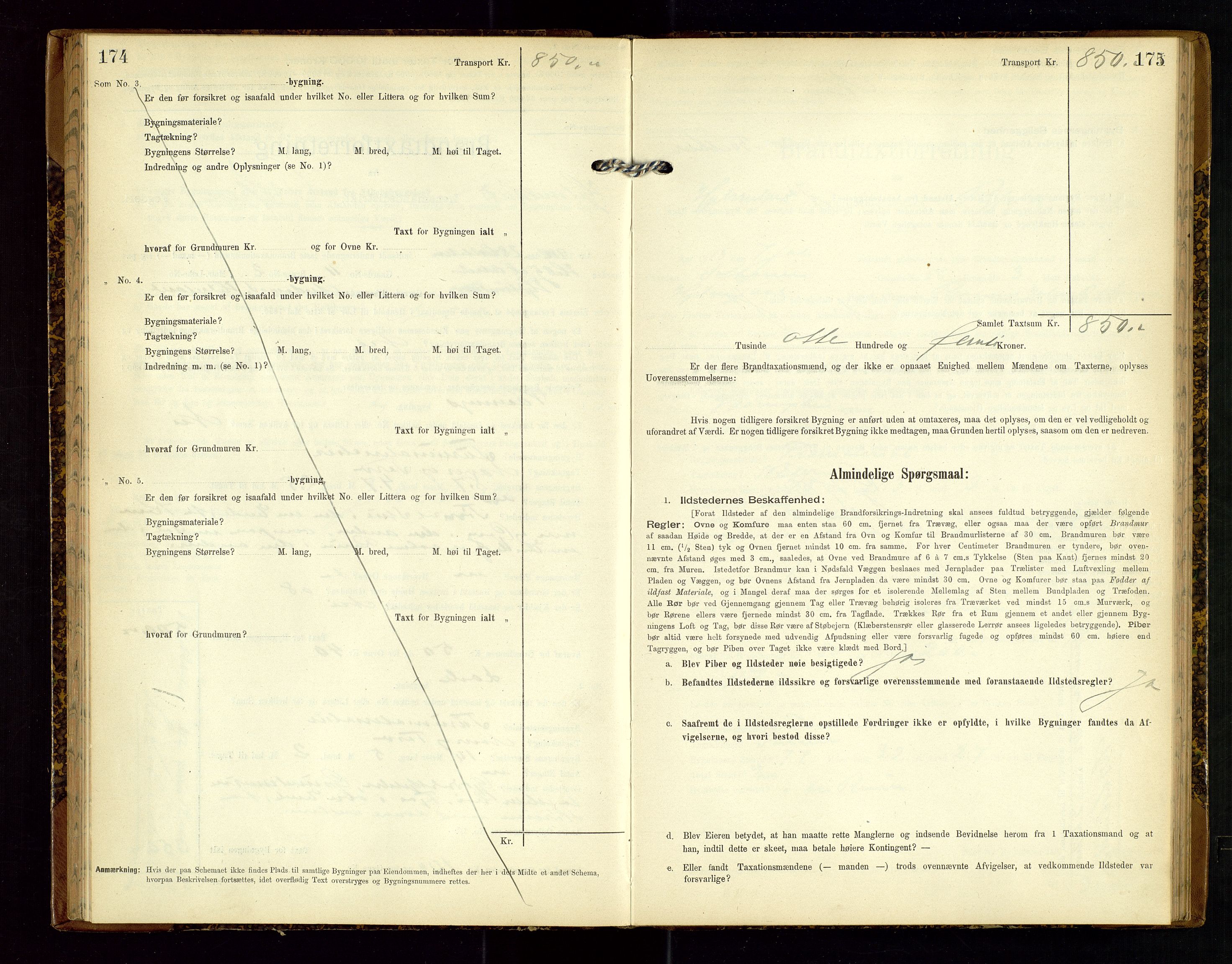 Hjelmeland lensmannskontor, SAST/A-100439/Gob/L0002: "Brandtaxationsprotokol", 1904-1920, p. 174-175