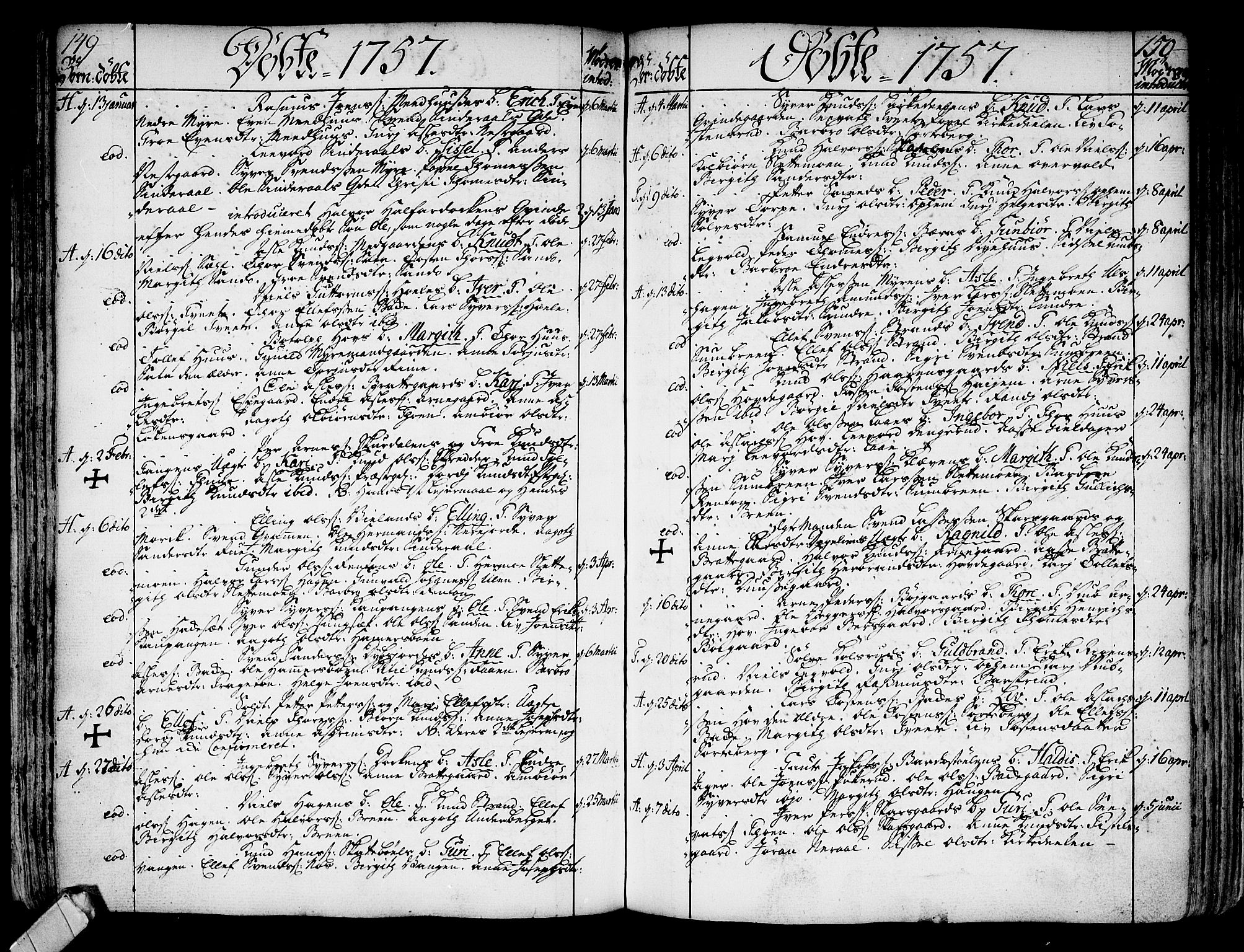 Ål kirkebøker, AV/SAKO-A-249/F/Fa/L0001: Parish register (official) no. I 1, 1744-1769, p. 149-150