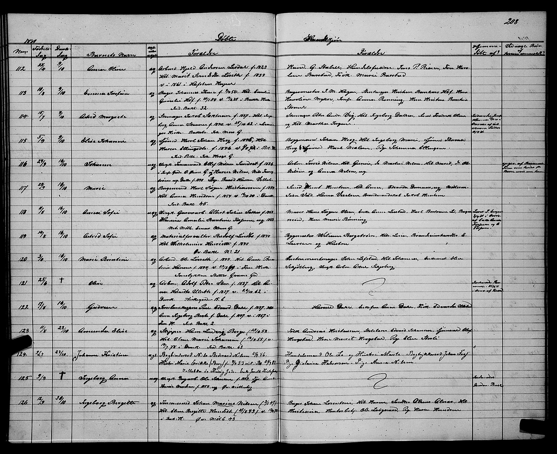 Ministerialprotokoller, klokkerbøker og fødselsregistre - Sør-Trøndelag, SAT/A-1456/604/L0220: Parish register (copy) no. 604C03, 1870-1885, p. 208