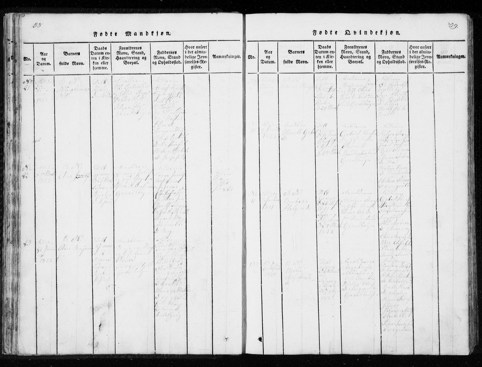 Ministerialprotokoller, klokkerbøker og fødselsregistre - Nordland, AV/SAT-A-1459/827/L0412: Parish register (copy) no. 827C01, 1820-1841, p. 58-59