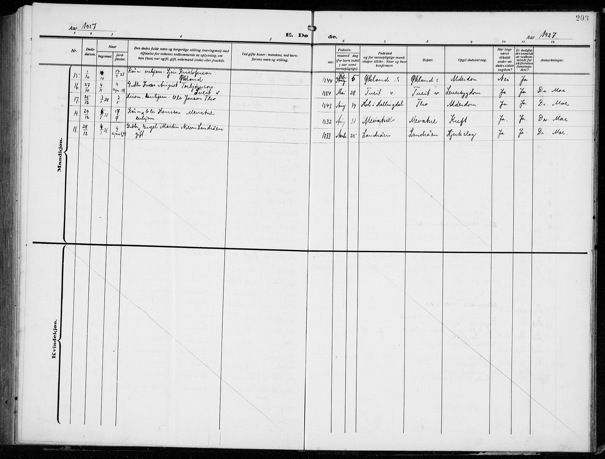 Tysnes sokneprestembete, SAB/A-78601/H/Hab: Parish register (copy) no. E  4, 1912-1936, p. 203