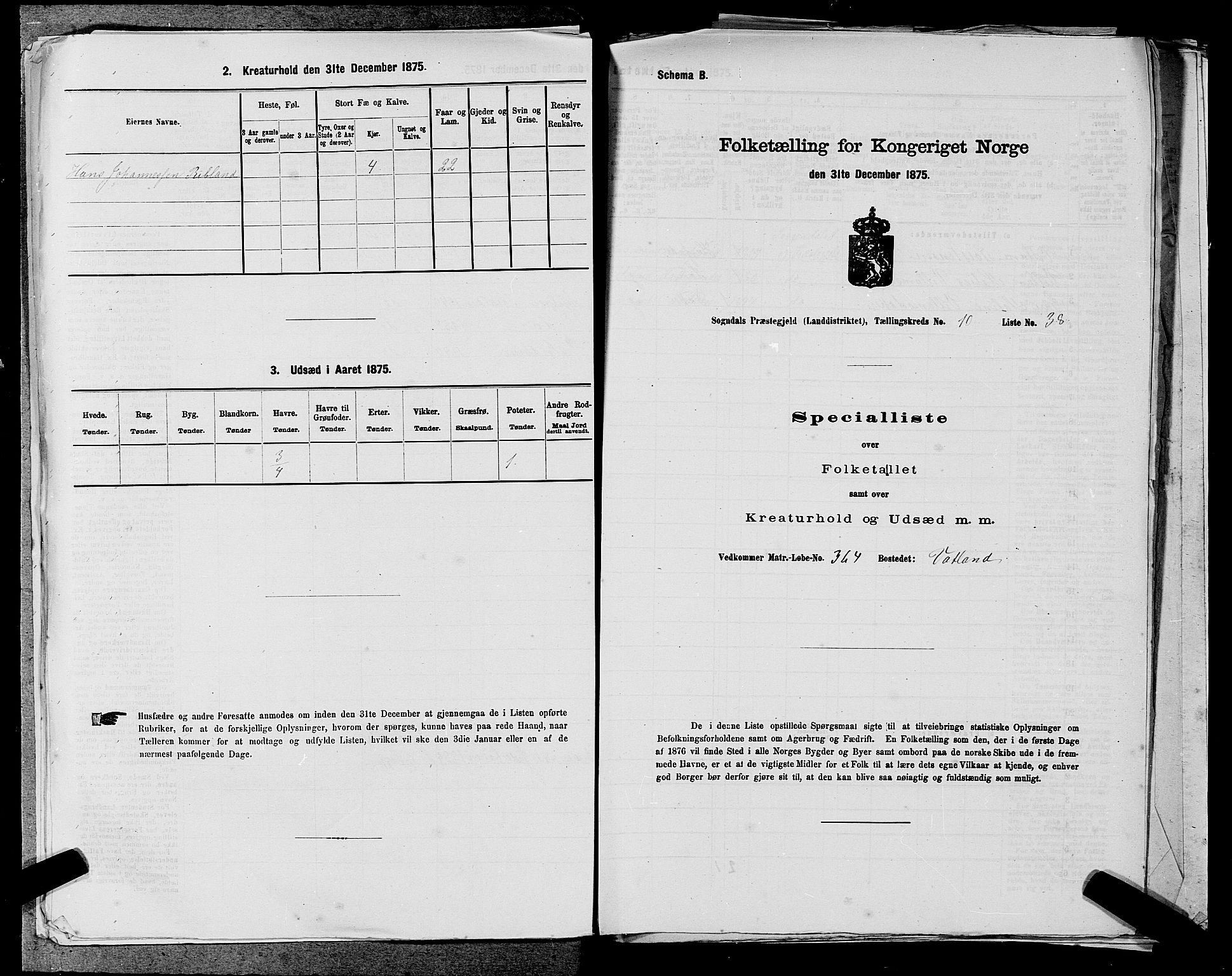 SAST, 1875 census for 1111L Sokndal/Sokndal, 1875, p. 1011