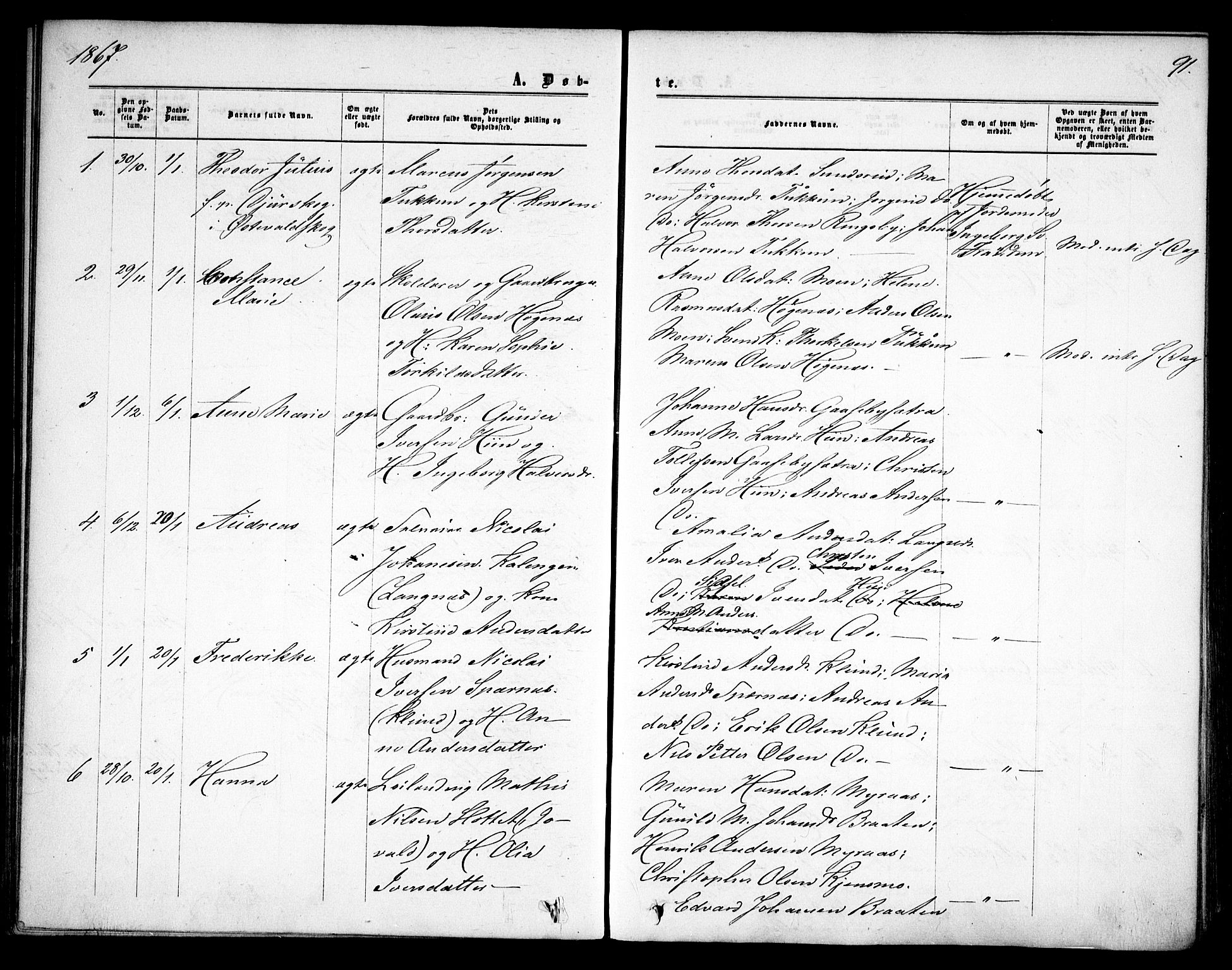 Rødenes prestekontor Kirkebøker, SAO/A-2005/F/Fa/L0007: Parish register (official) no. I 7, 1860-1869, p. 91