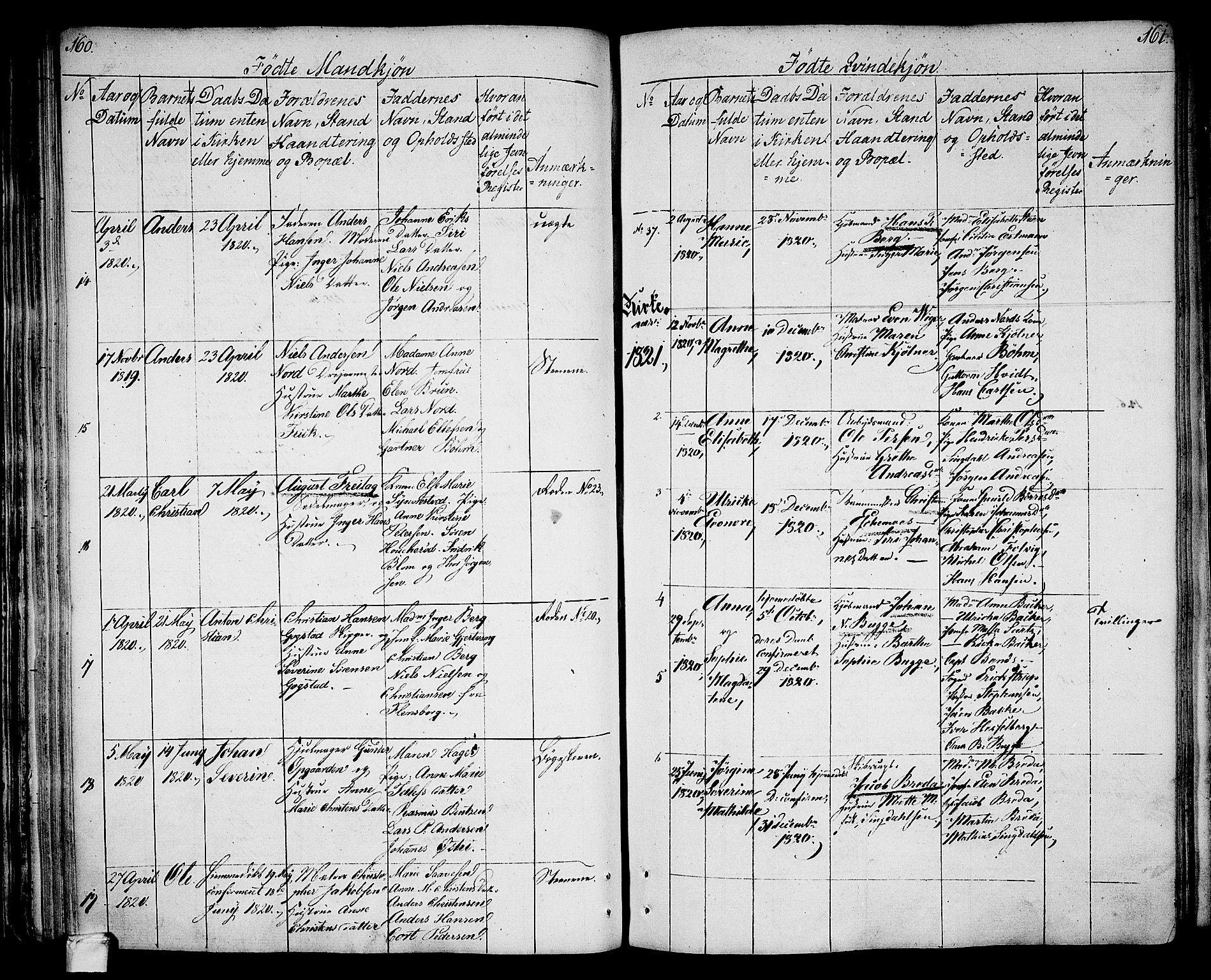 Larvik kirkebøker, SAKO/A-352/G/Ga/L0002: Parish register (copy) no. I 2, 1807-1830, p. 160-161