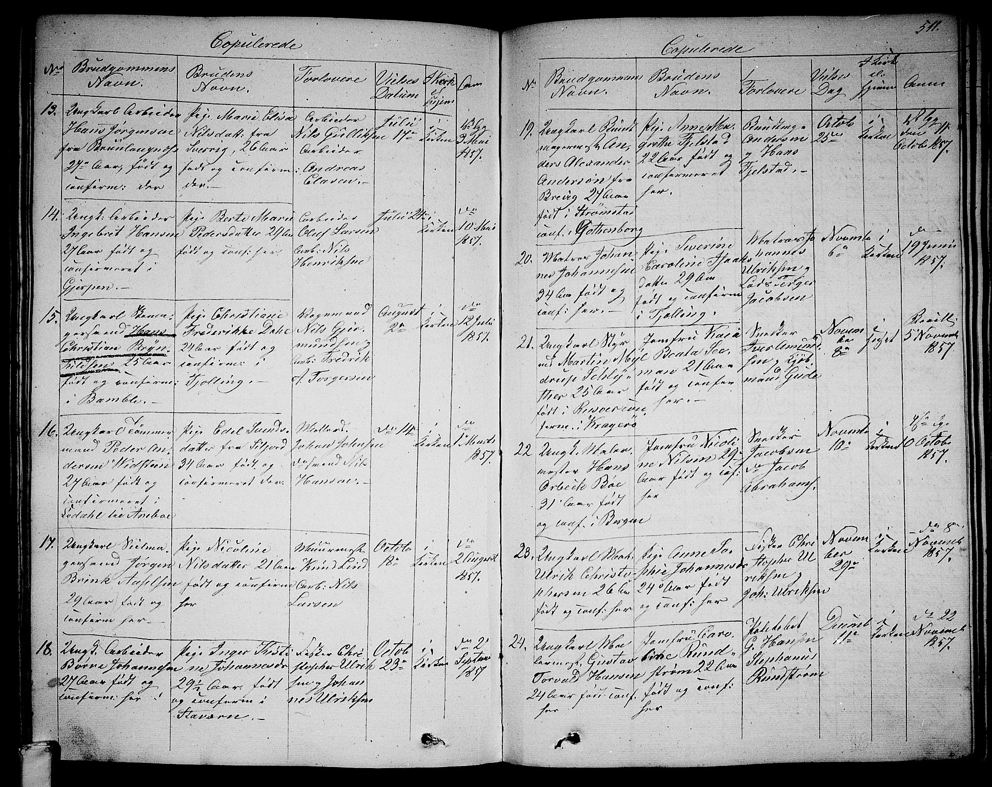 Larvik kirkebøker, SAKO/A-352/G/Ga/L0003b: Parish register (copy) no. I 3B, 1830-1870, p. 511