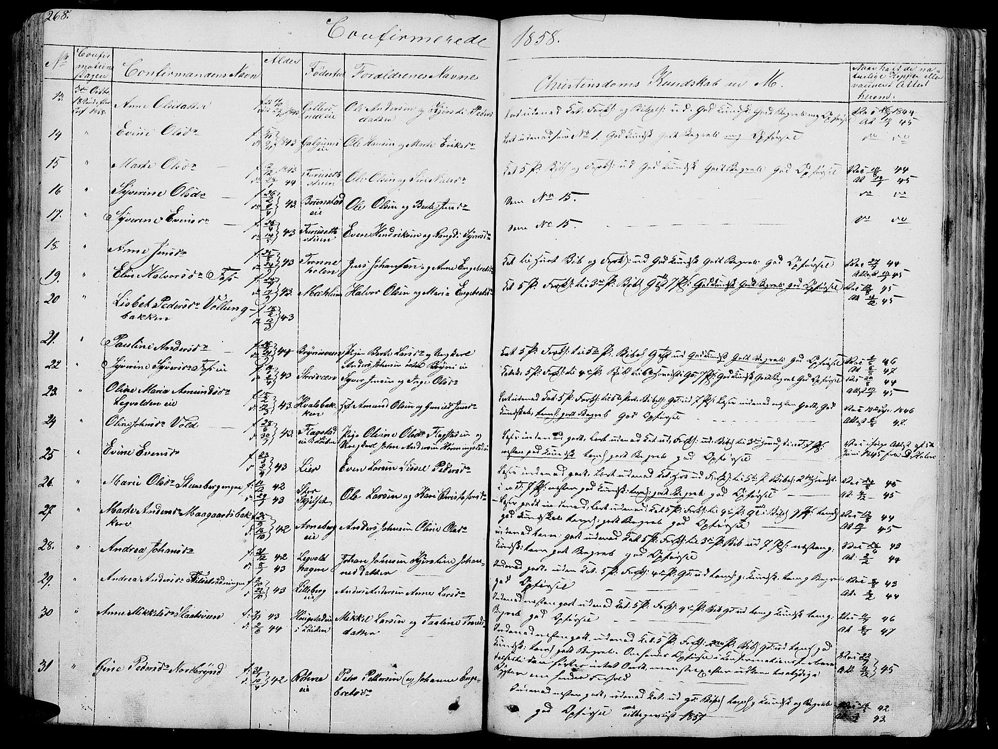 Romedal prestekontor, AV/SAH-PREST-004/L/L0009: Parish register (copy) no. 9, 1846-1866, p. 268