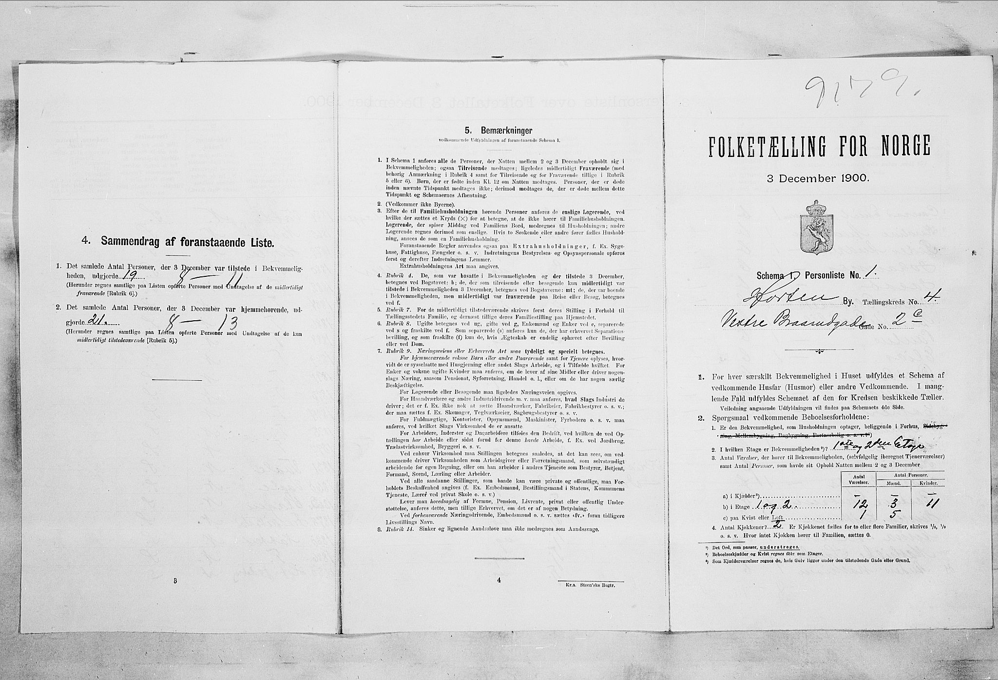 RA, 1900 census for Horten, 1900, p. 5276