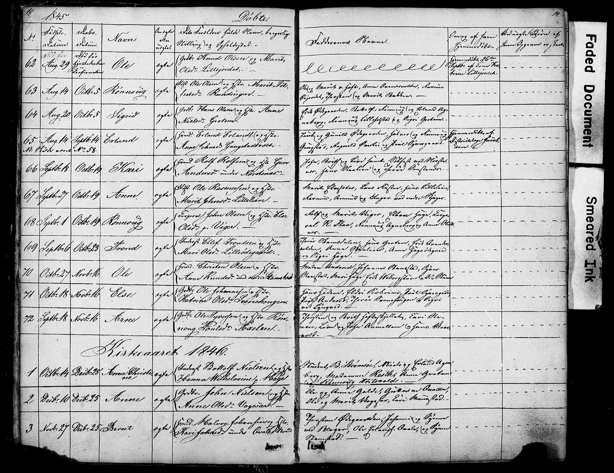 Lom prestekontor, SAH/PREST-070/L/L0012: Parish register (copy) no. 12, 1845-1873, p. 10-11