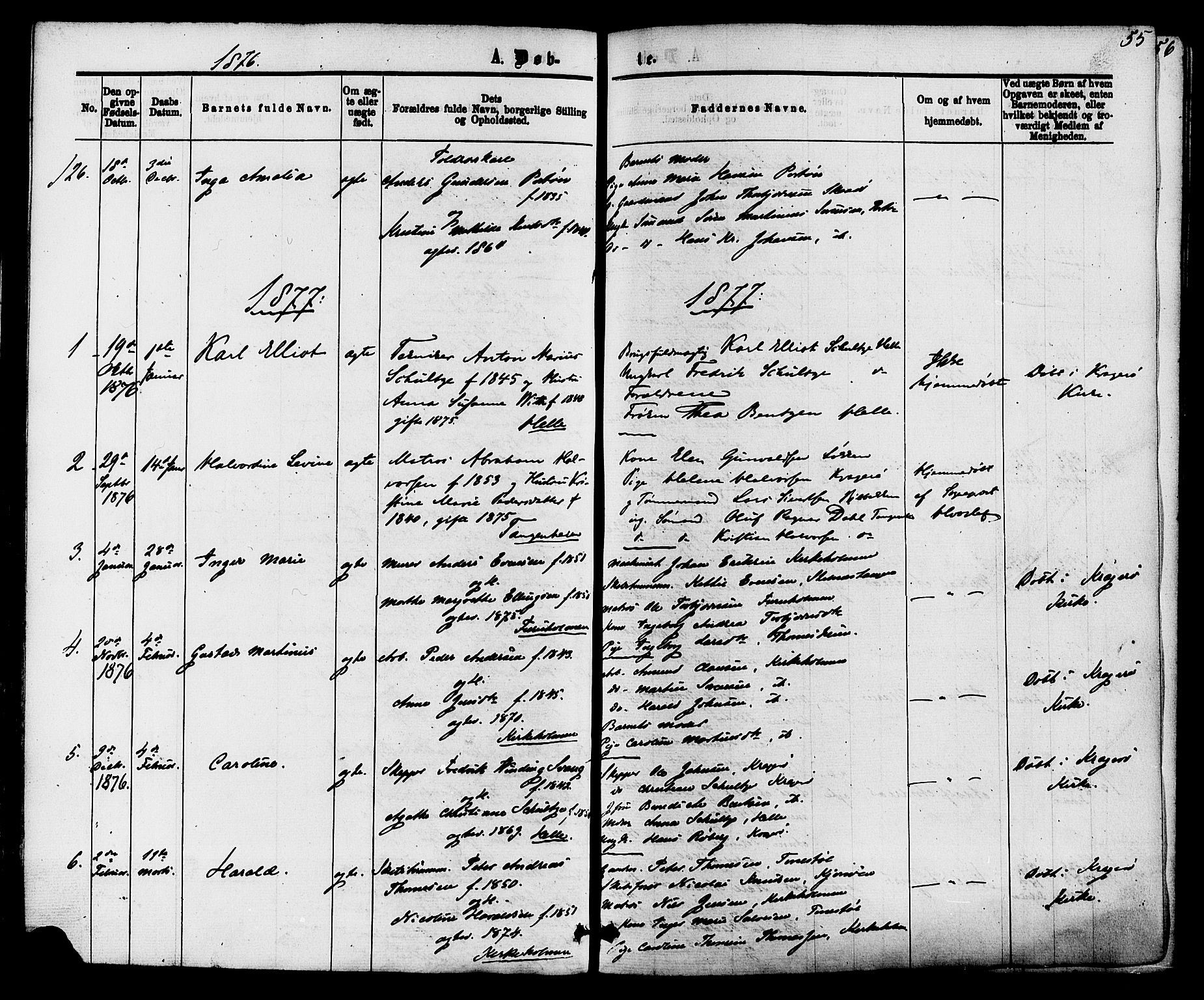 Skåtøy kirkebøker, SAKO/A-304/F/Fa/L0001: Parish register (official) no. I 1, 1874-1883, p. 55
