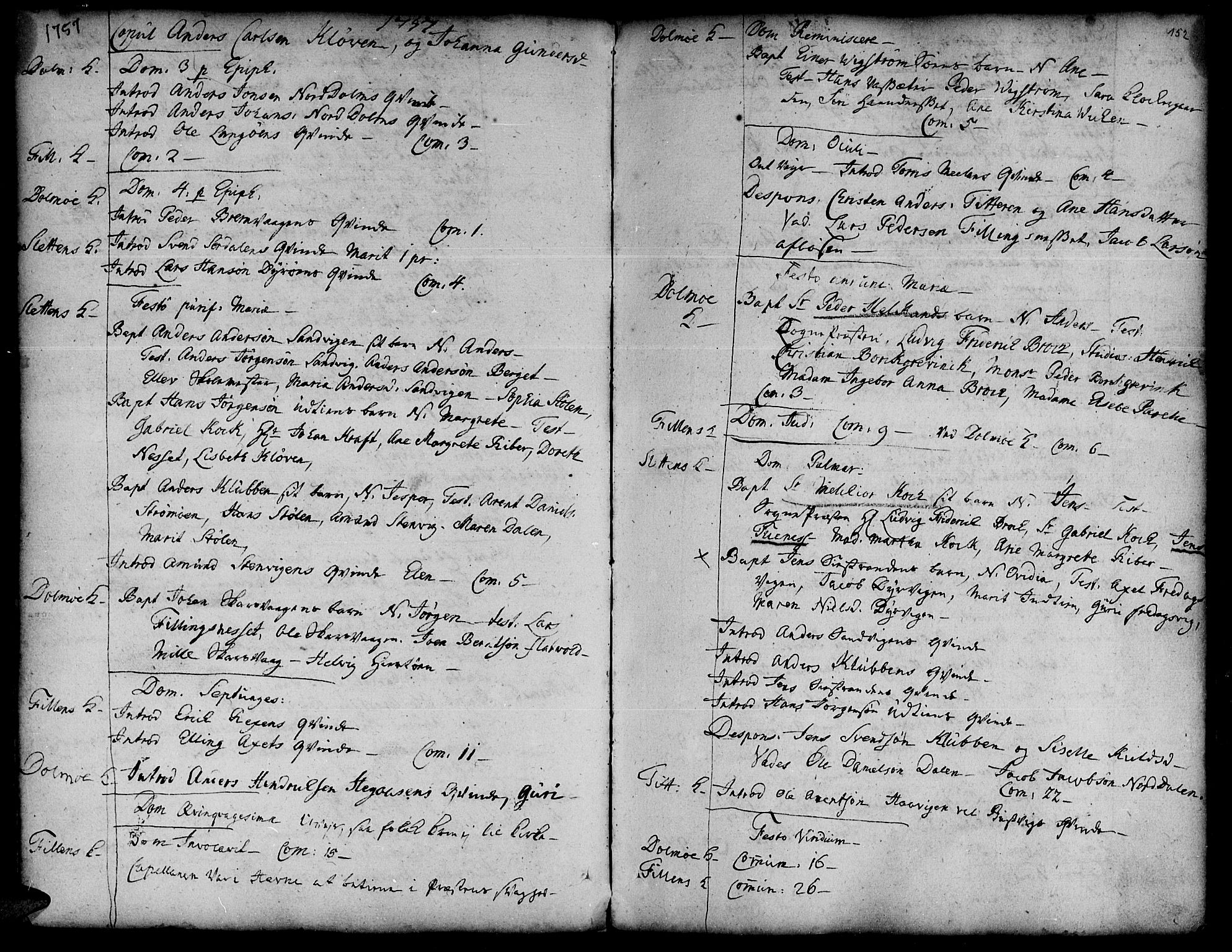 Ministerialprotokoller, klokkerbøker og fødselsregistre - Sør-Trøndelag, AV/SAT-A-1456/634/L0525: Parish register (official) no. 634A01, 1736-1775, p. 152