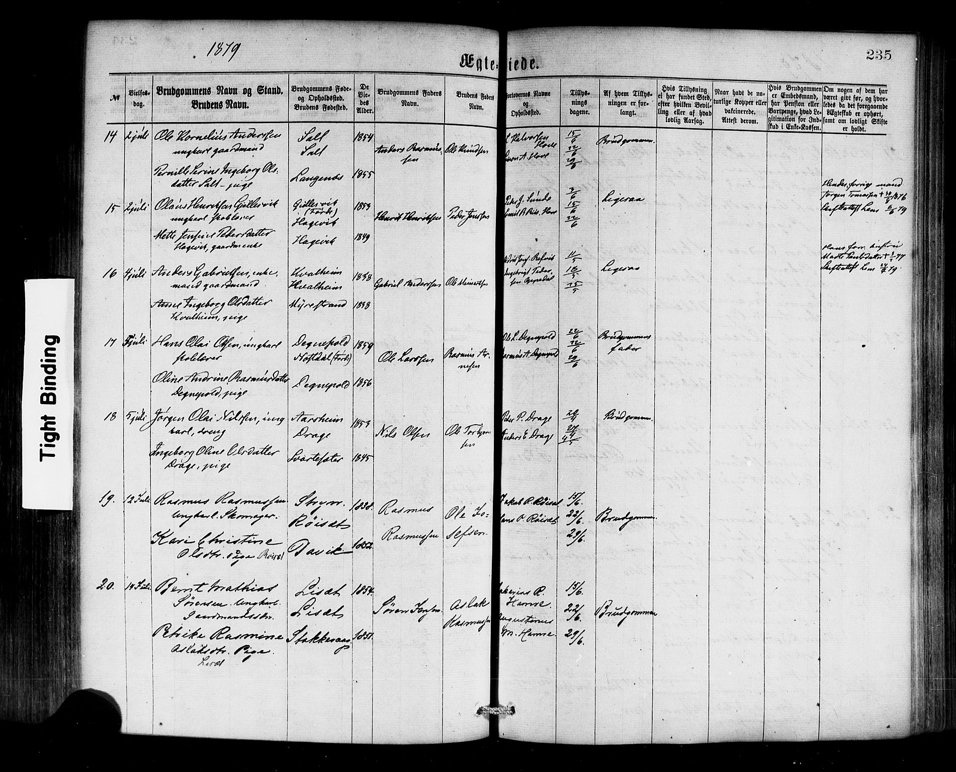 Selje sokneprestembete, SAB/A-99938/H/Ha/Haa/Haaa: Parish register (official) no. A 12, 1870-1880, p. 235