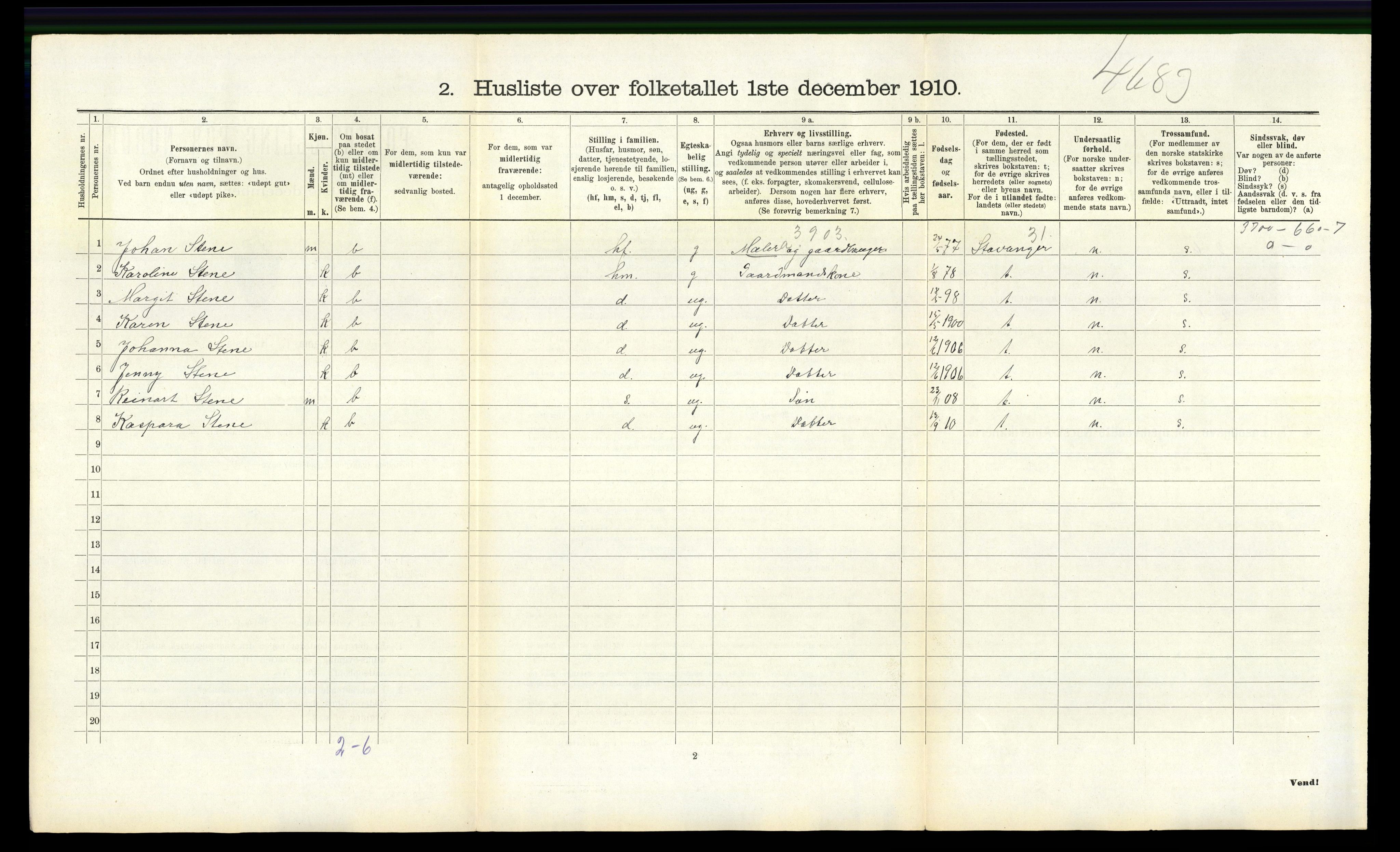 RA, 1910 census for Høyland, 1910, p. 1703