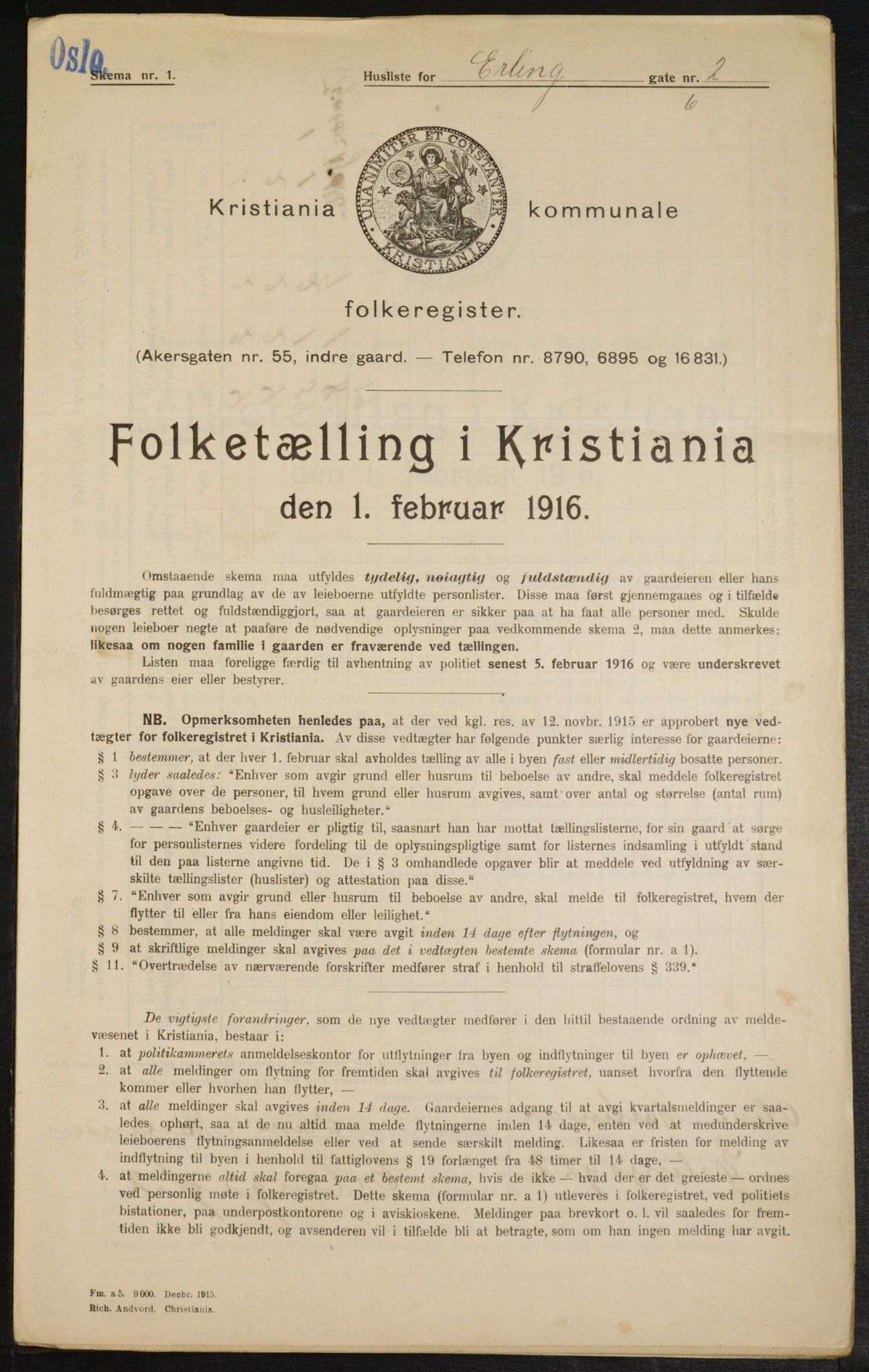 OBA, Municipal Census 1916 for Kristiania, 1916, p. 22360