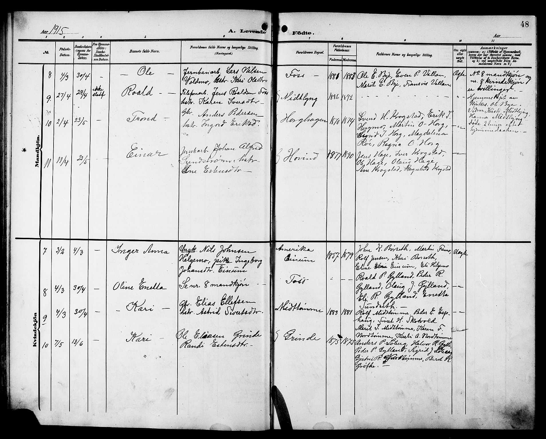 Ministerialprotokoller, klokkerbøker og fødselsregistre - Sør-Trøndelag, SAT/A-1456/692/L1112: Parish register (copy) no. 692C07, 1904-1918, p. 48