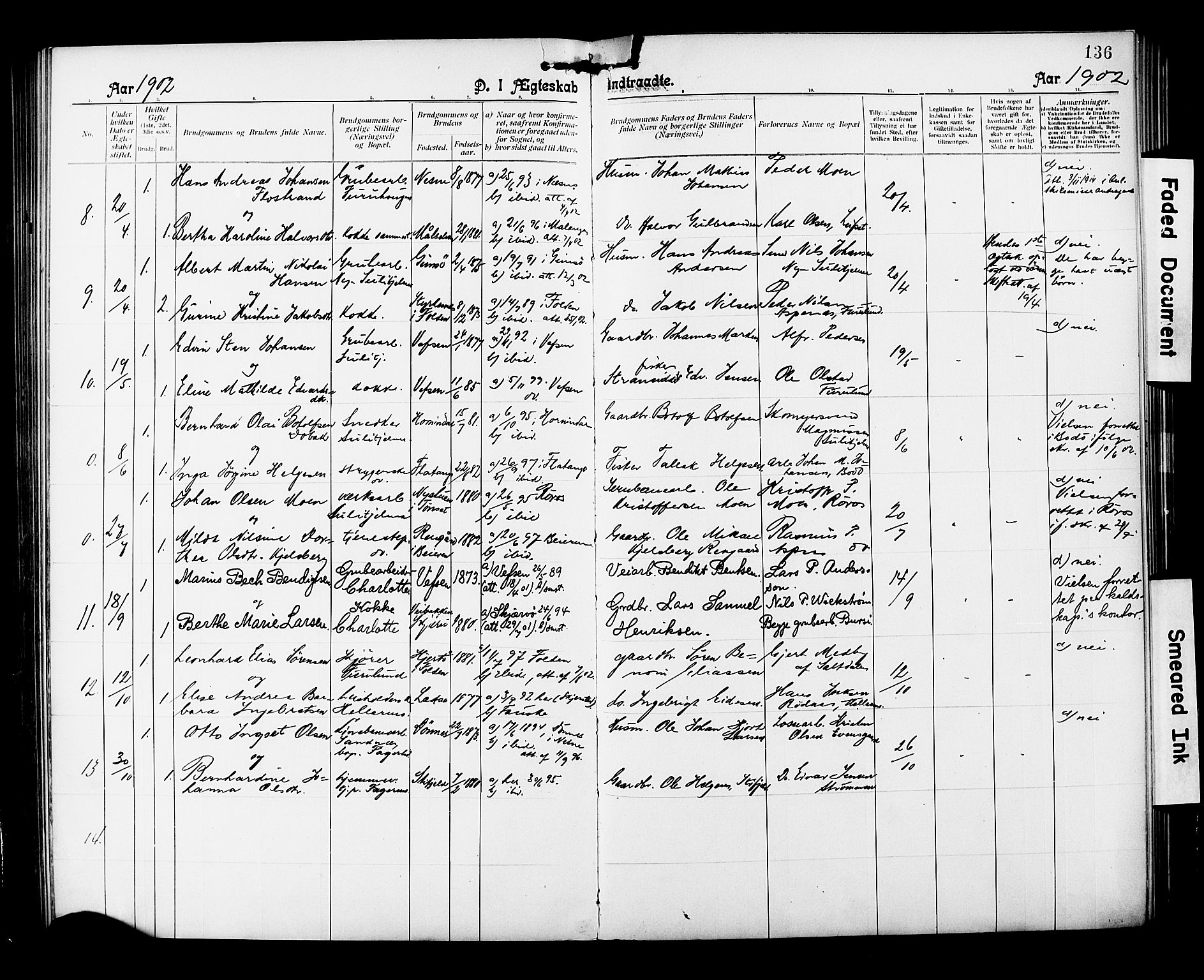 Ministerialprotokoller, klokkerbøker og fødselsregistre - Nordland, SAT/A-1459/850/L0709: Parish register (official) no. 850A01, 1899-1909, p. 136