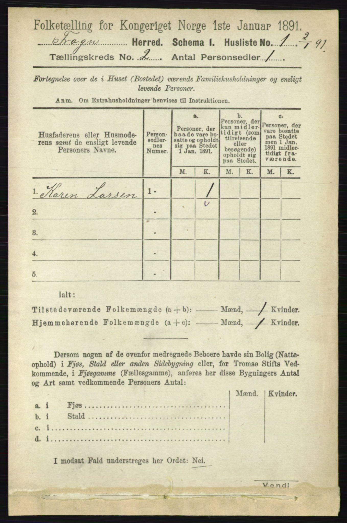 RA, 1891 census for 0215 Frogn, 1891, p. 1173