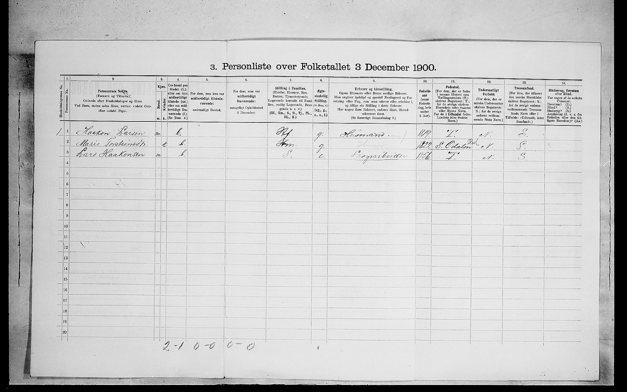 SAH, 1900 census for Eidskog, 1900, p. 244