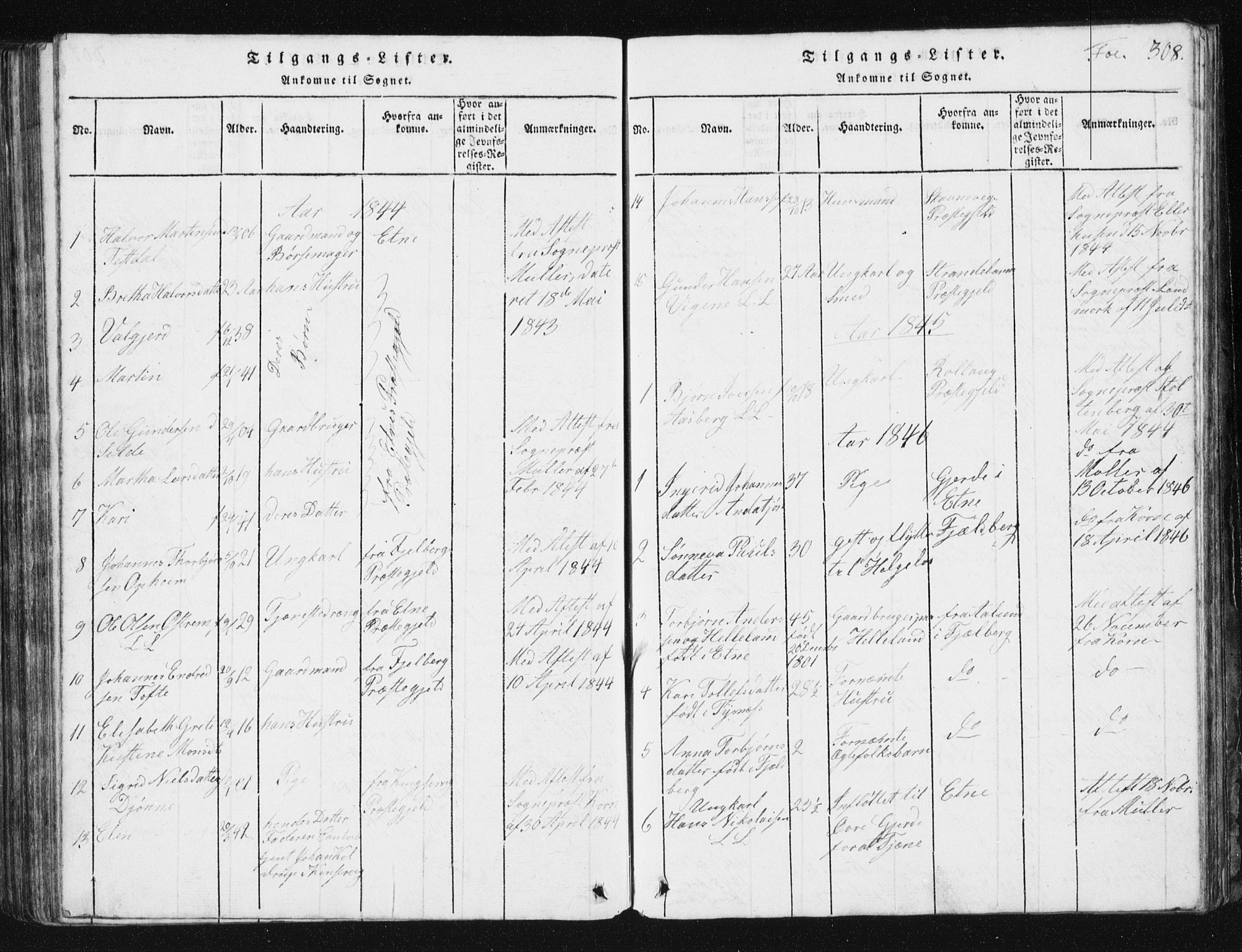 Vikedal sokneprestkontor, AV/SAST-A-101840/01/V: Parish register (copy) no. B 2, 1816-1863, p. 308