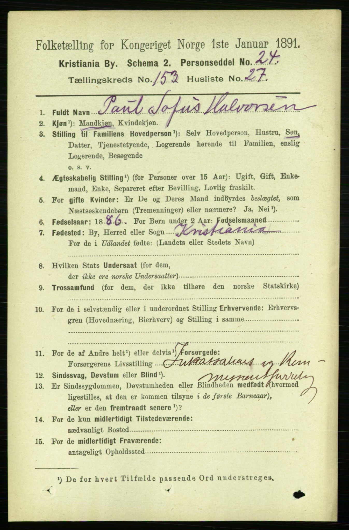 RA, 1891 census for 0301 Kristiania, 1891, p. 86871