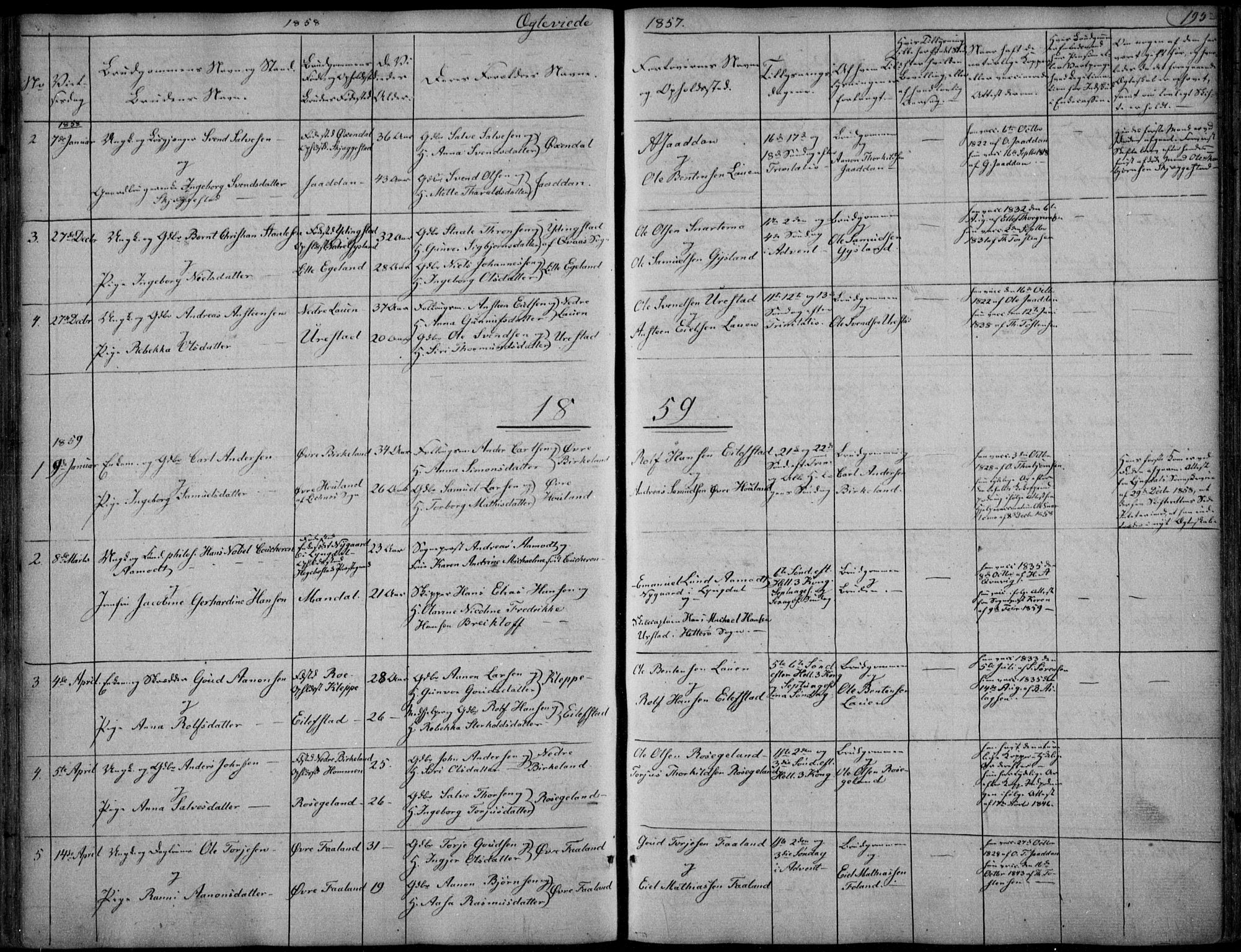 Hægebostad sokneprestkontor, SAK/1111-0024/F/Fa/Faa/L0004: Parish register (official) no. A 4, 1834-1864, p. 195