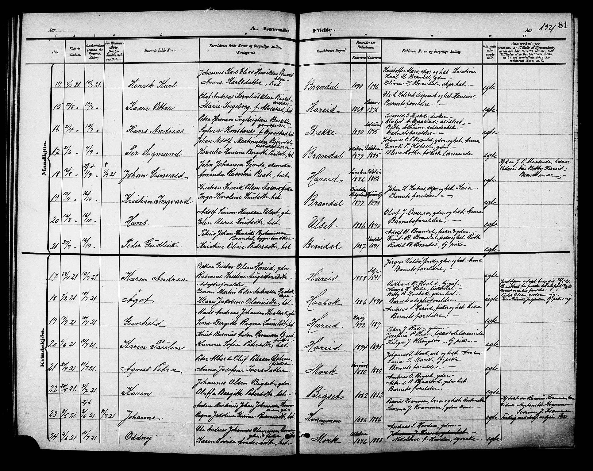 Ministerialprotokoller, klokkerbøker og fødselsregistre - Møre og Romsdal, AV/SAT-A-1454/510/L0126: Parish register (copy) no. 510C03, 1900-1922, p. 81