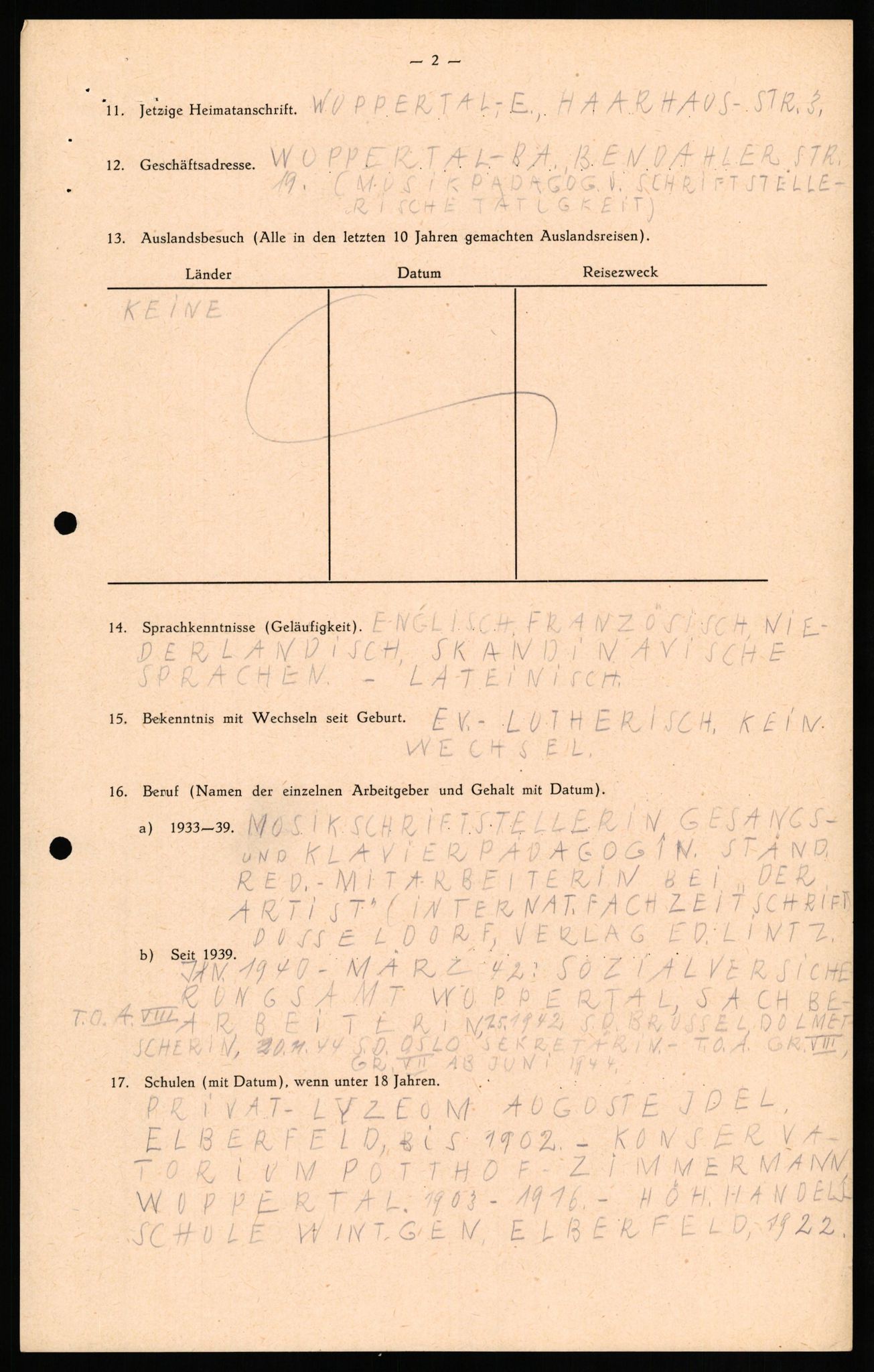 Forsvaret, Forsvarets overkommando II, AV/RA-RAFA-3915/D/Db/L0026: CI Questionaires. Tyske okkupasjonsstyrker i Norge. Tyskere., 1945-1946, p. 300