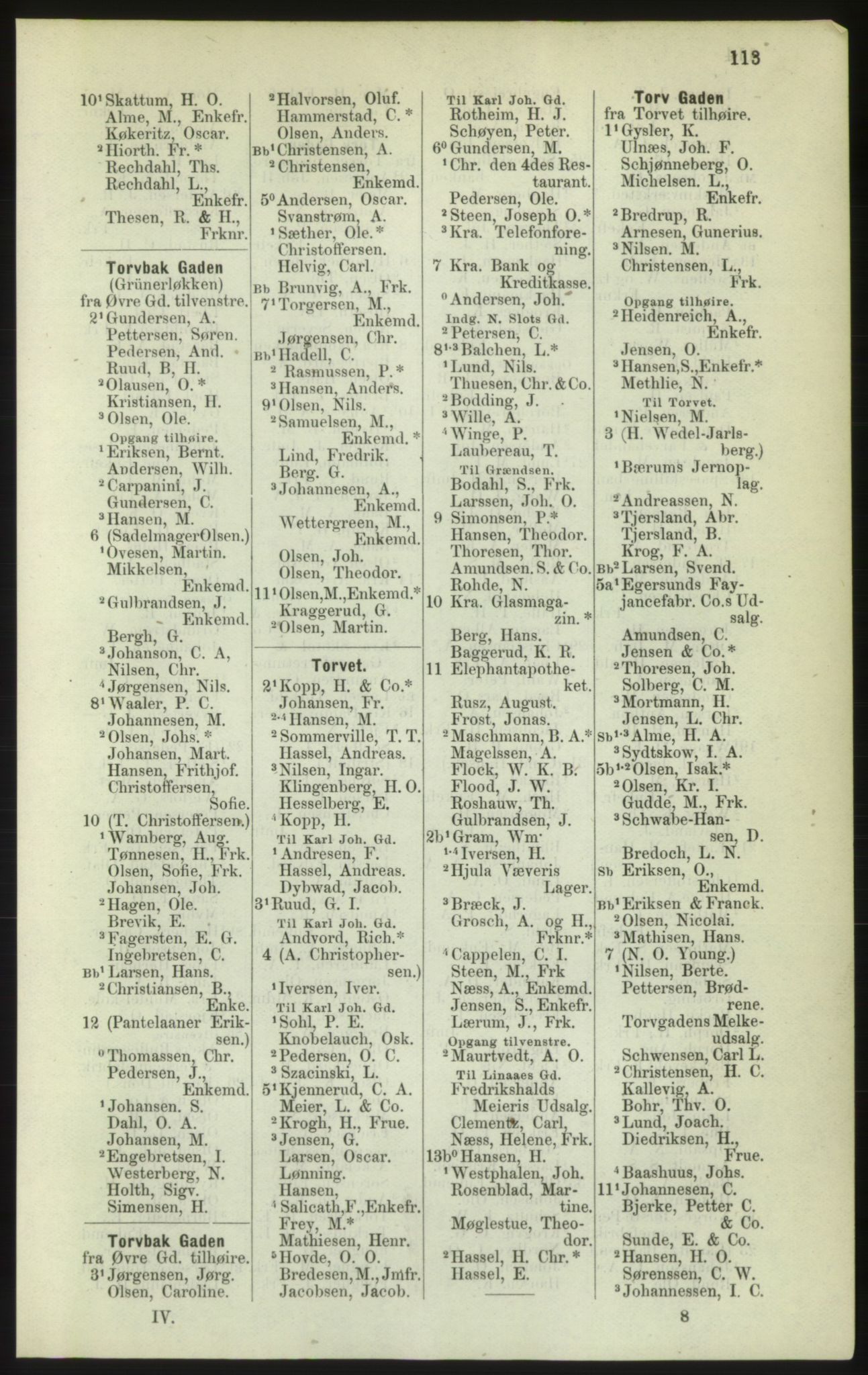 Kristiania/Oslo adressebok, PUBL/-, 1882, p. 113