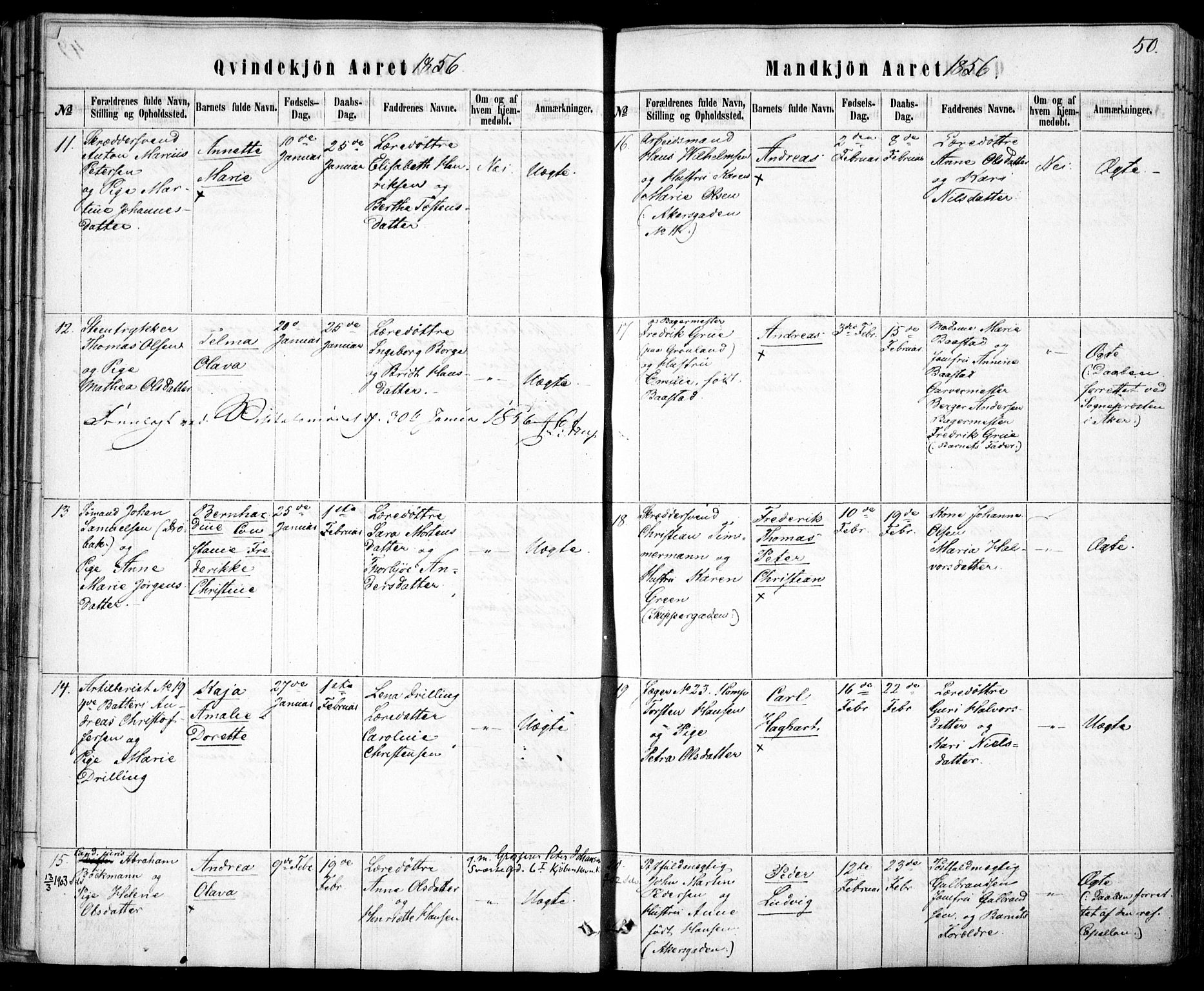 Rikshospitalet prestekontor Kirkebøker, SAO/A-10309b/F/L0004: Parish register (official) no. 4, 1853-1870, p. 50