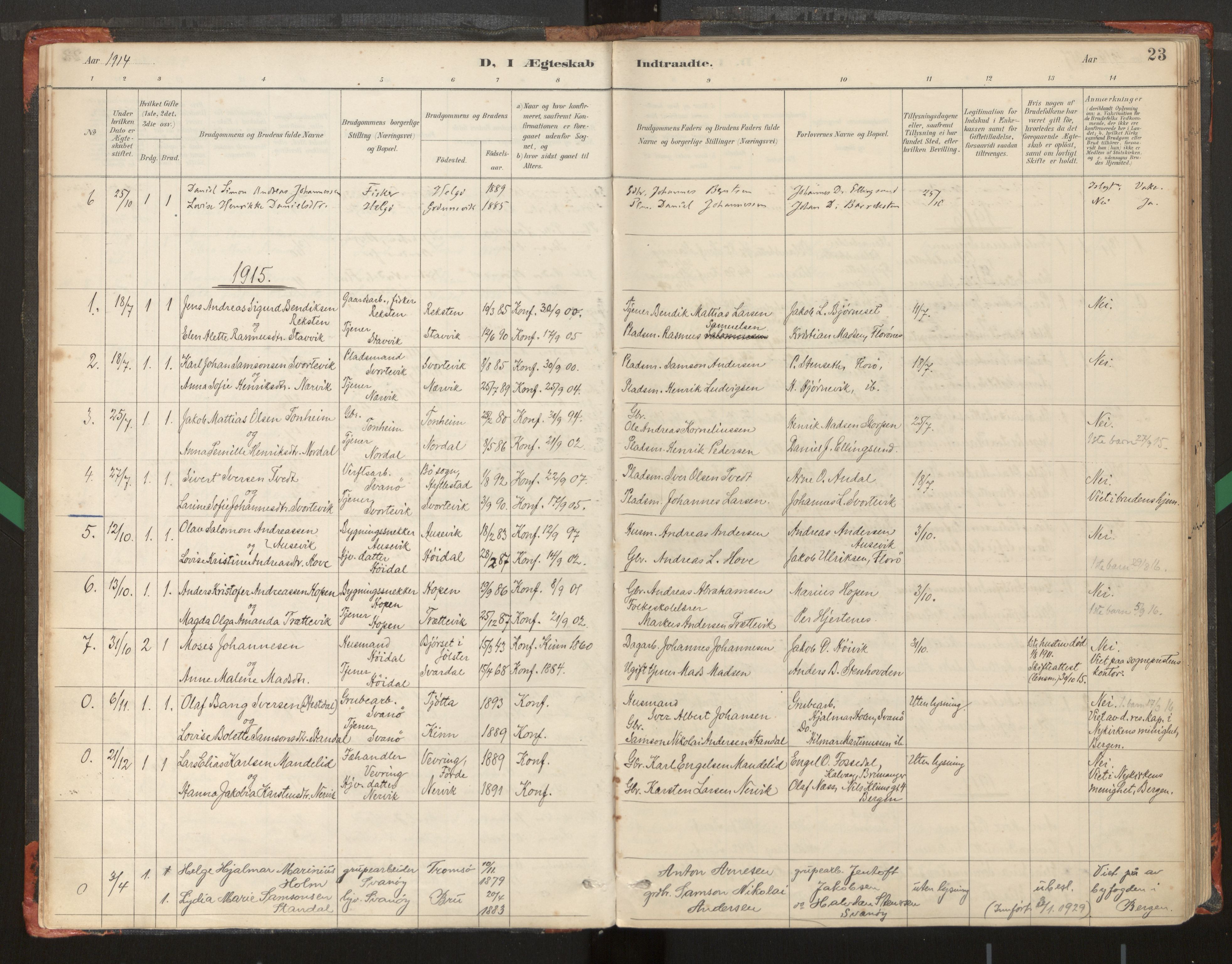 Kinn sokneprestembete, AV/SAB-A-80801/H/Haa/Haad/L0006: Parish register (official) no. D 6, 1886-1945, p. 23